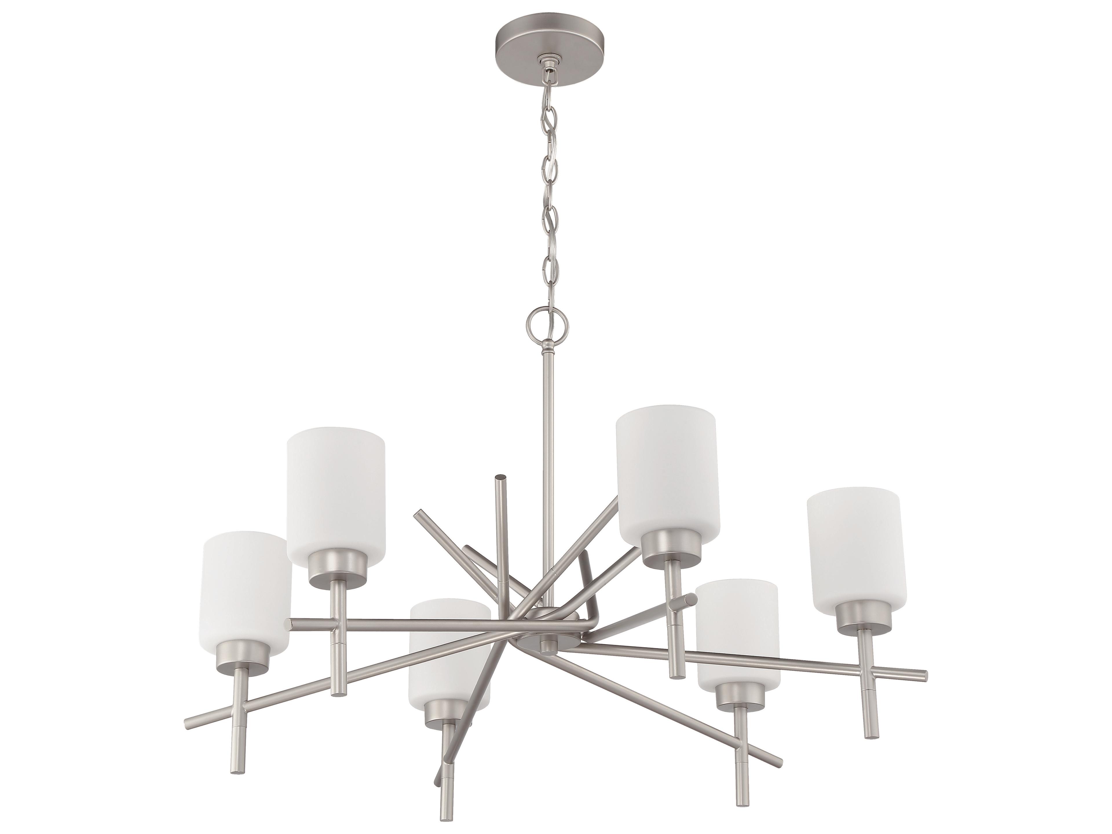 Craftmade Cadence 6-Light Satin Nickel Glass Cylinder Chandelier