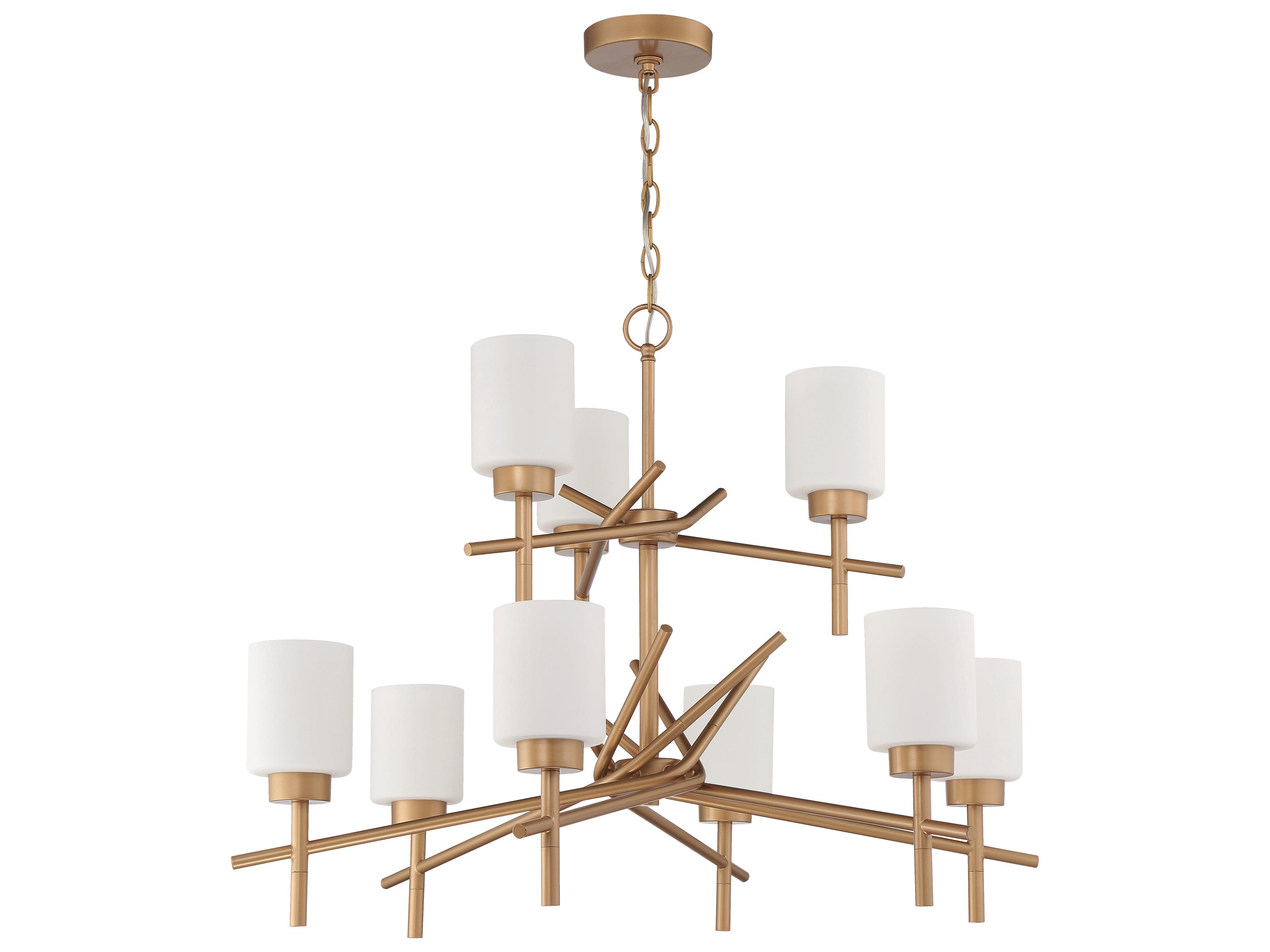 Cadence 9-Light Soft Gold Glass Cylinder Tiered Chandelier