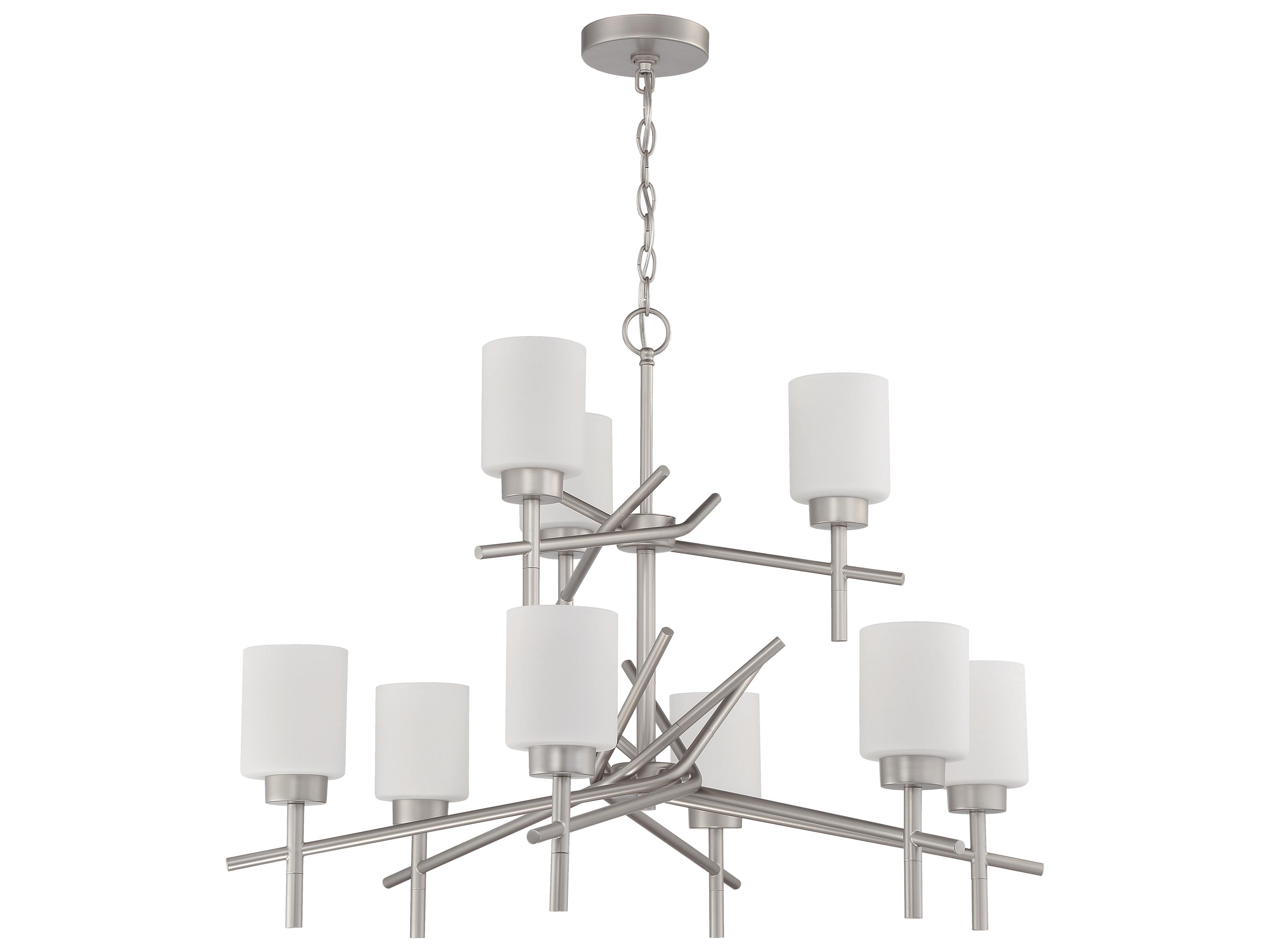Cadence 9-Light Satin Nickel Glass Cylinder Tiered Chandelier