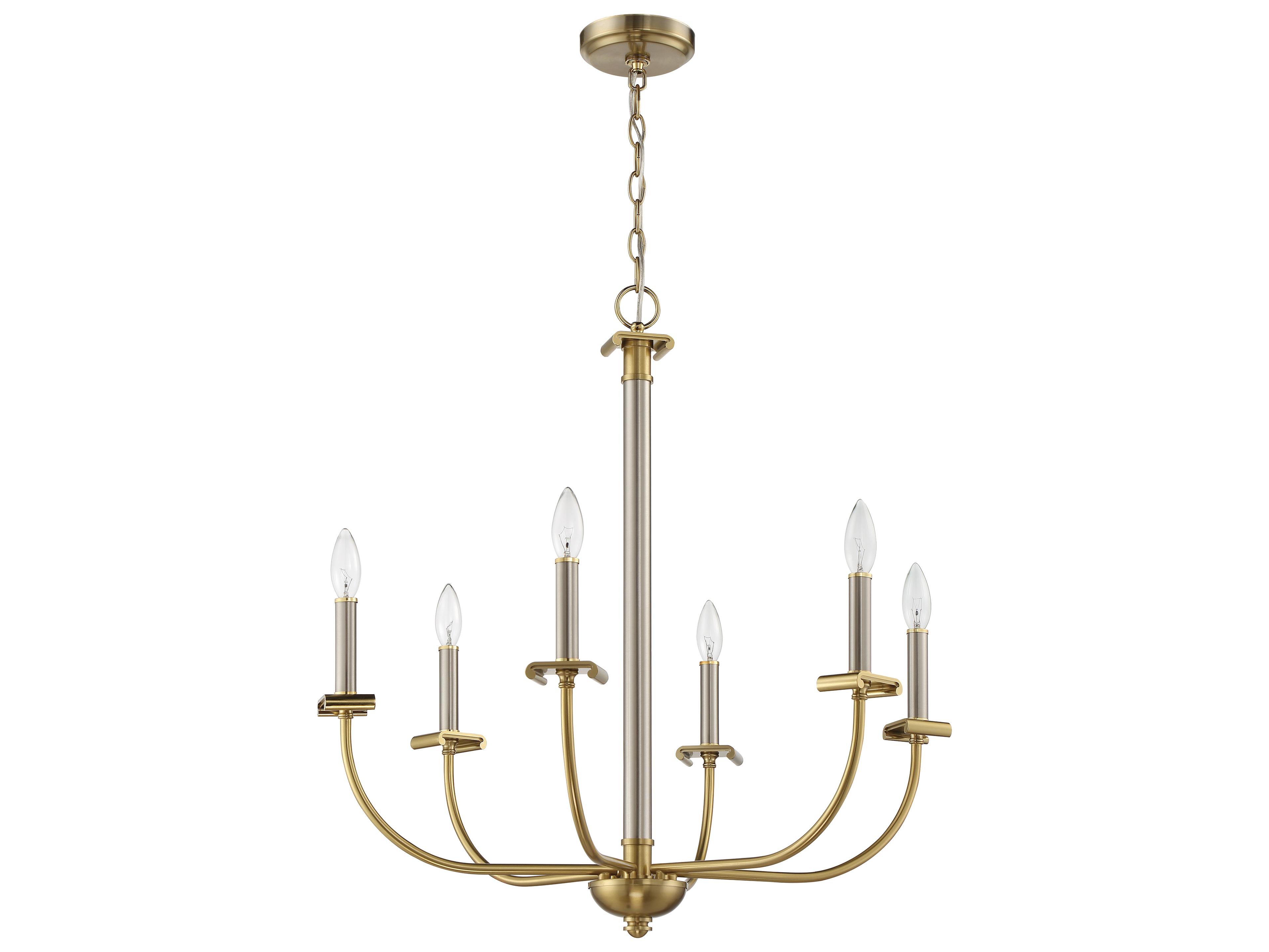 Stanza 6-Light Brushed Polished Nickel Satin Brass Candelabra Chandelier