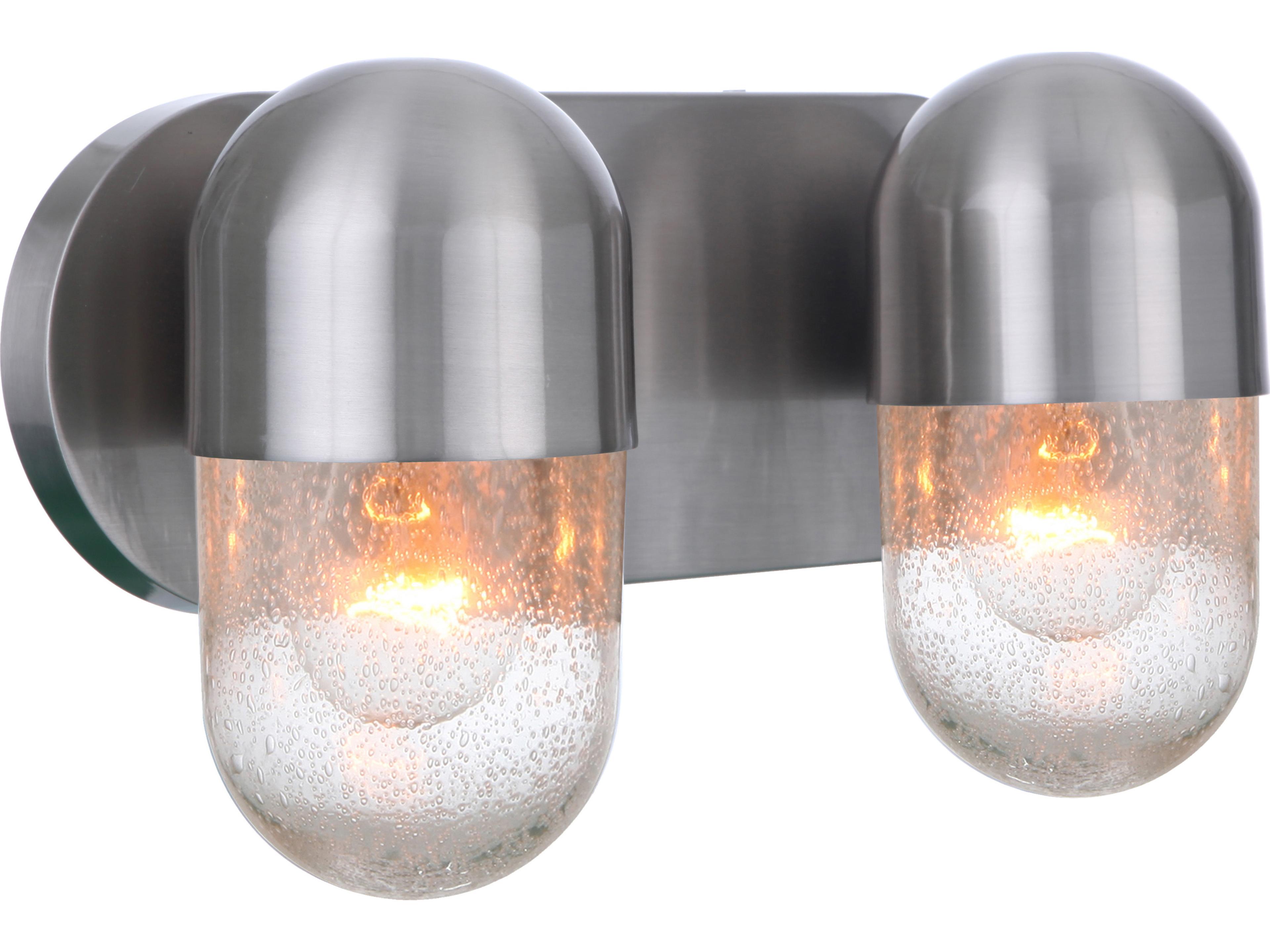 Craftmade Pill 2-Light Brushed Polished Nickel Glass Vanity Light