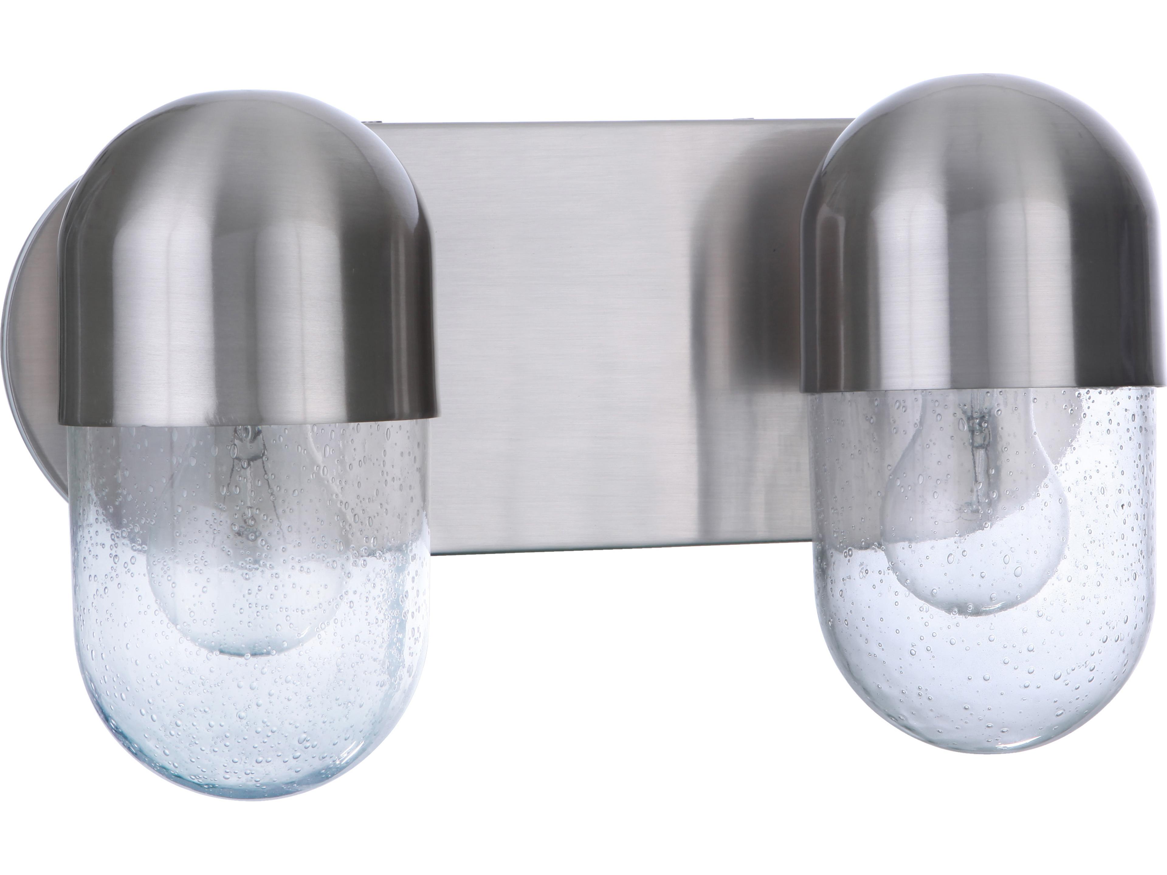 Craftmade Pill 2-Light Brushed Polished Nickel Glass Vanity Light