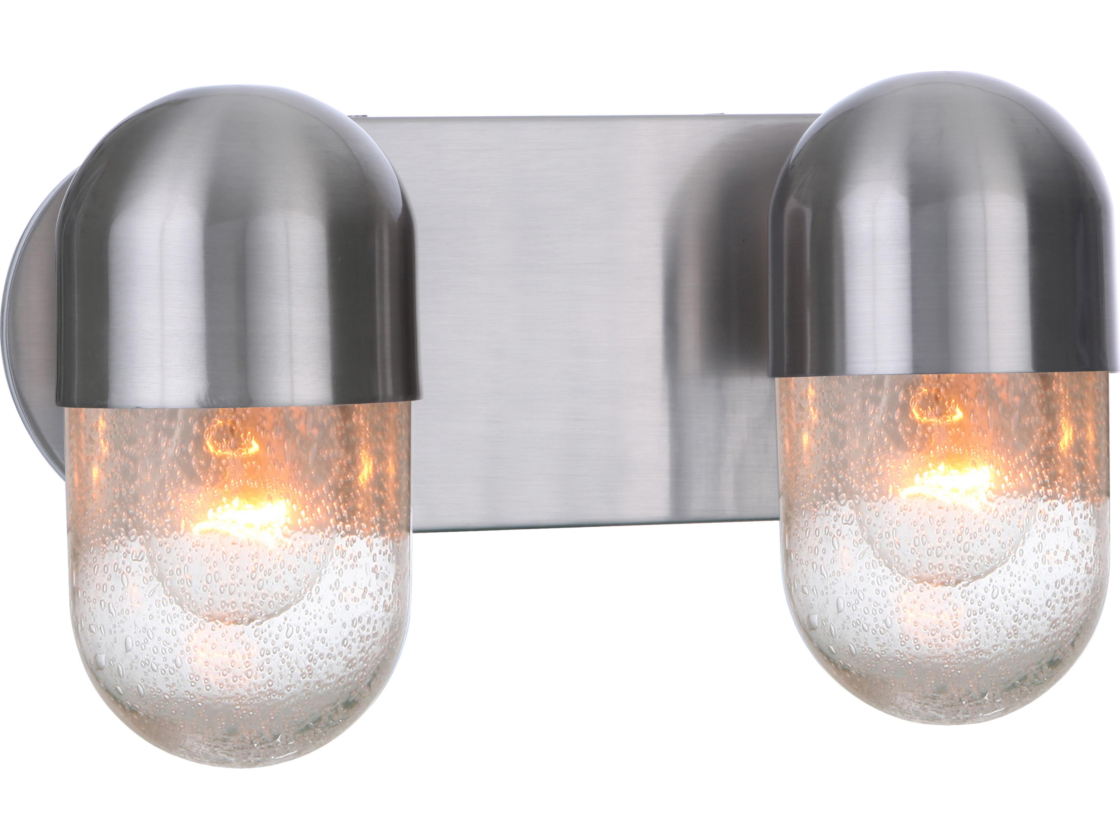 Craftmade Pill 2-Light Brushed Polished Nickel Glass Vanity Light