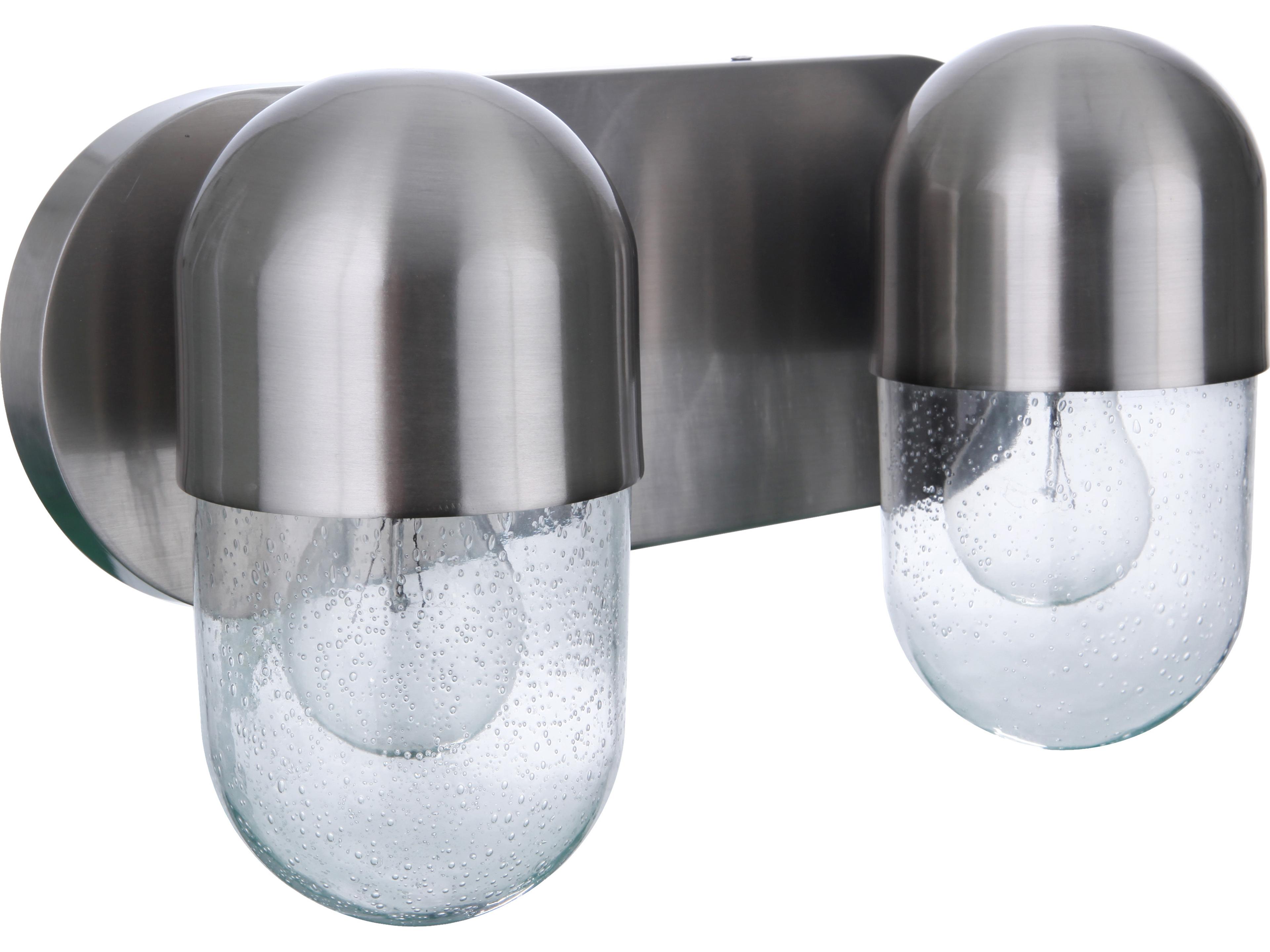 Craftmade Pill 2-Light Brushed Polished Nickel Glass Vanity Light