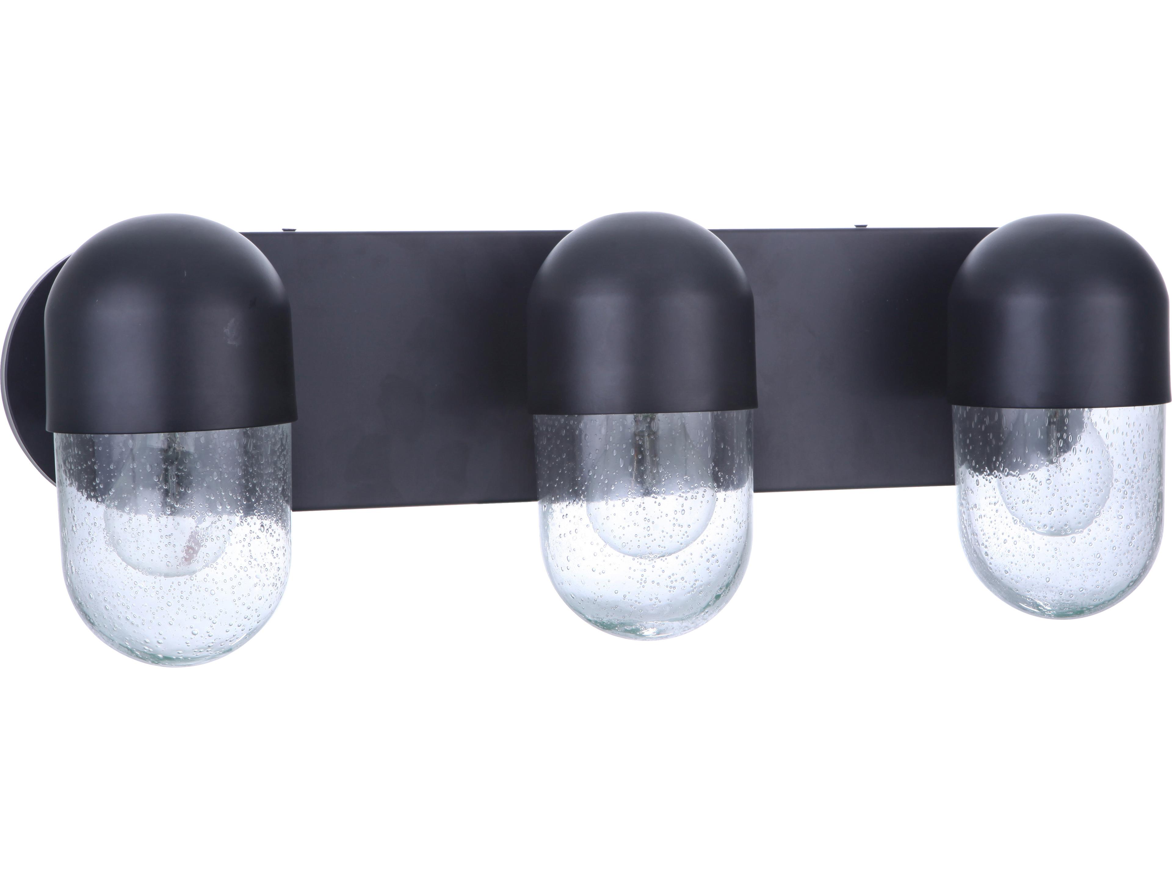 Pill 3-Light Flat Black Glass Vanity Light