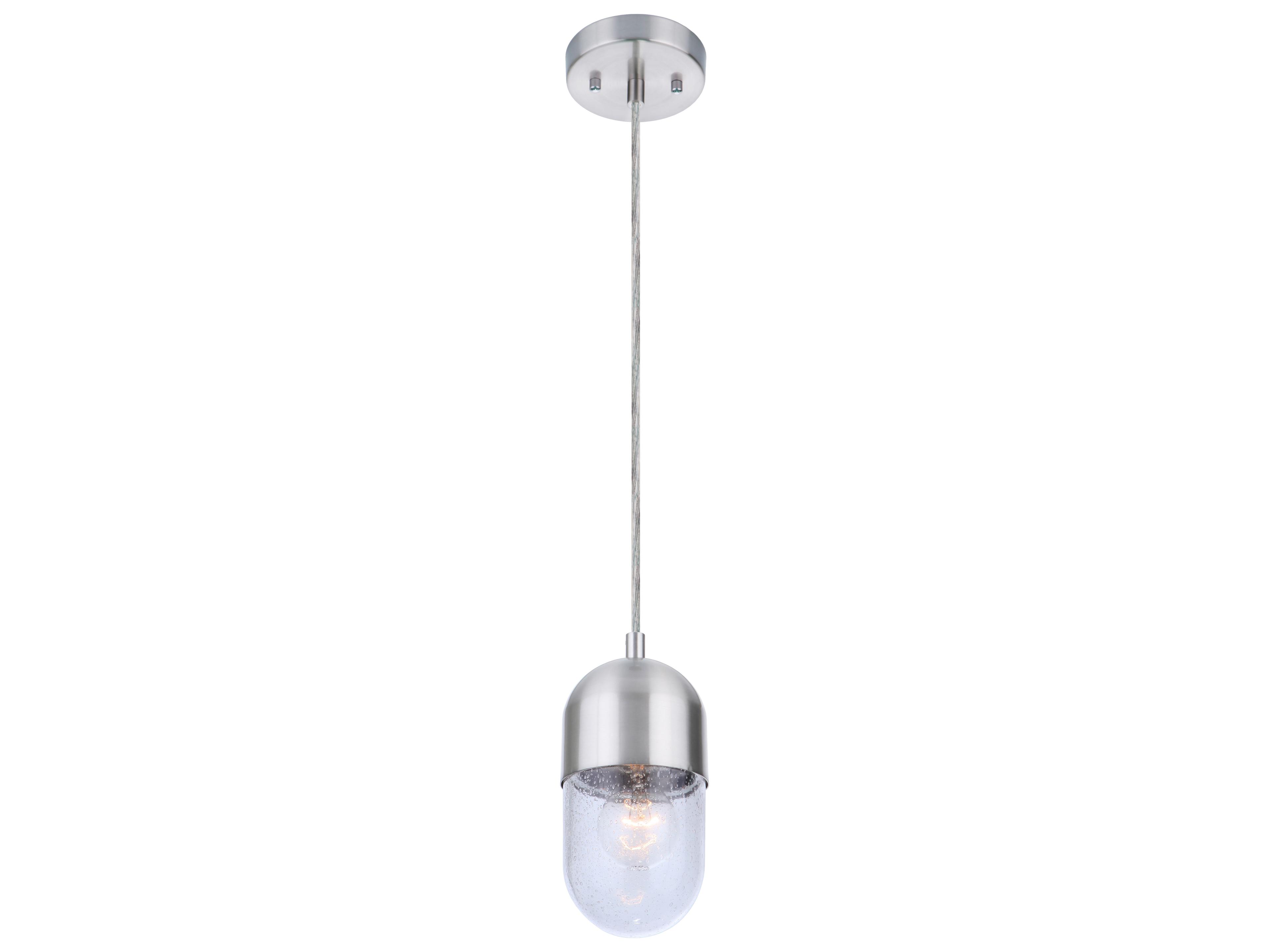 Craftmade Pill 1-Light Brushed Polished Nickel Glass Cylinder Mini Pendant