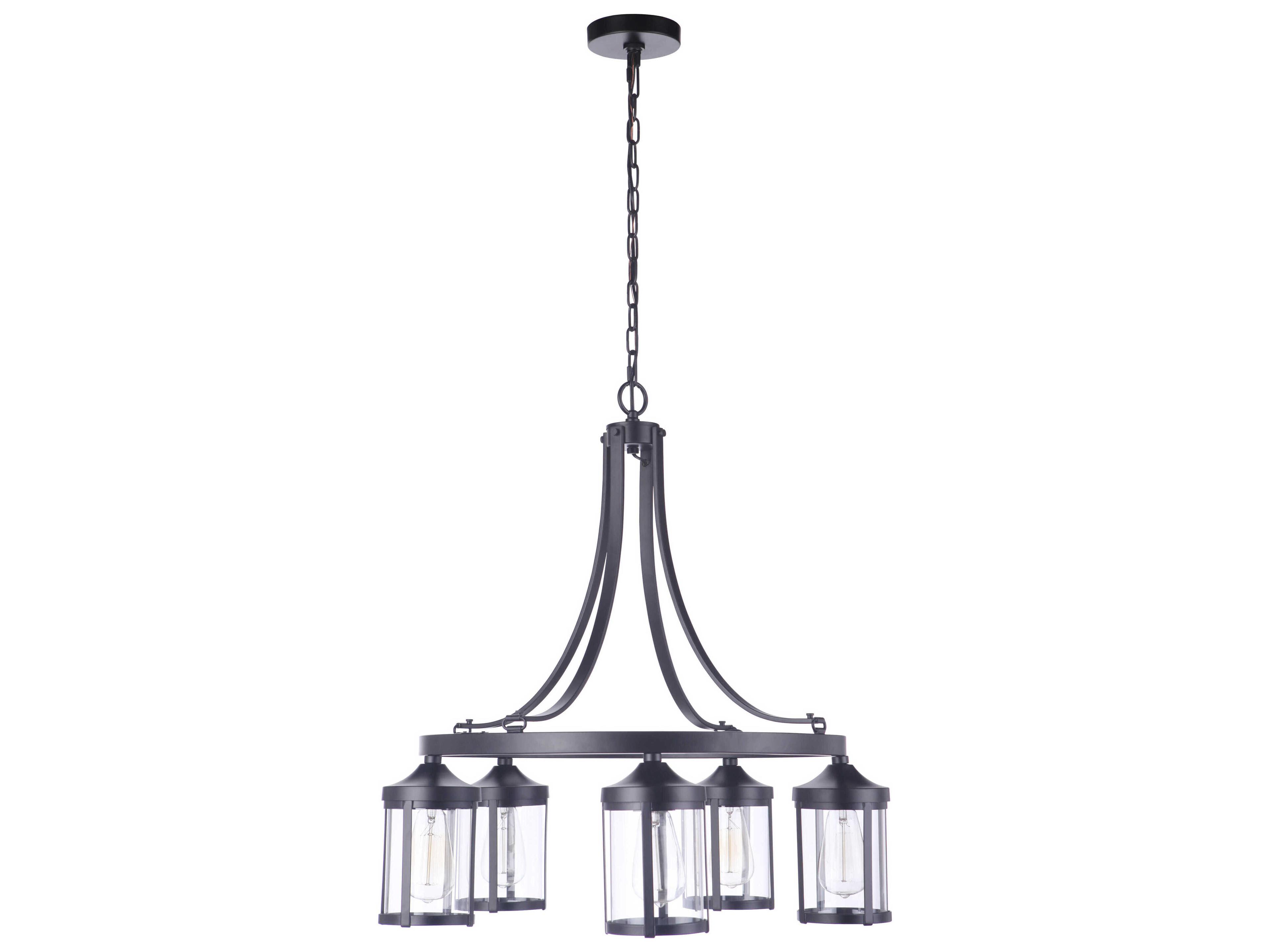 Elliot 5-Light Flat Black Glass Cylinder Chandelier