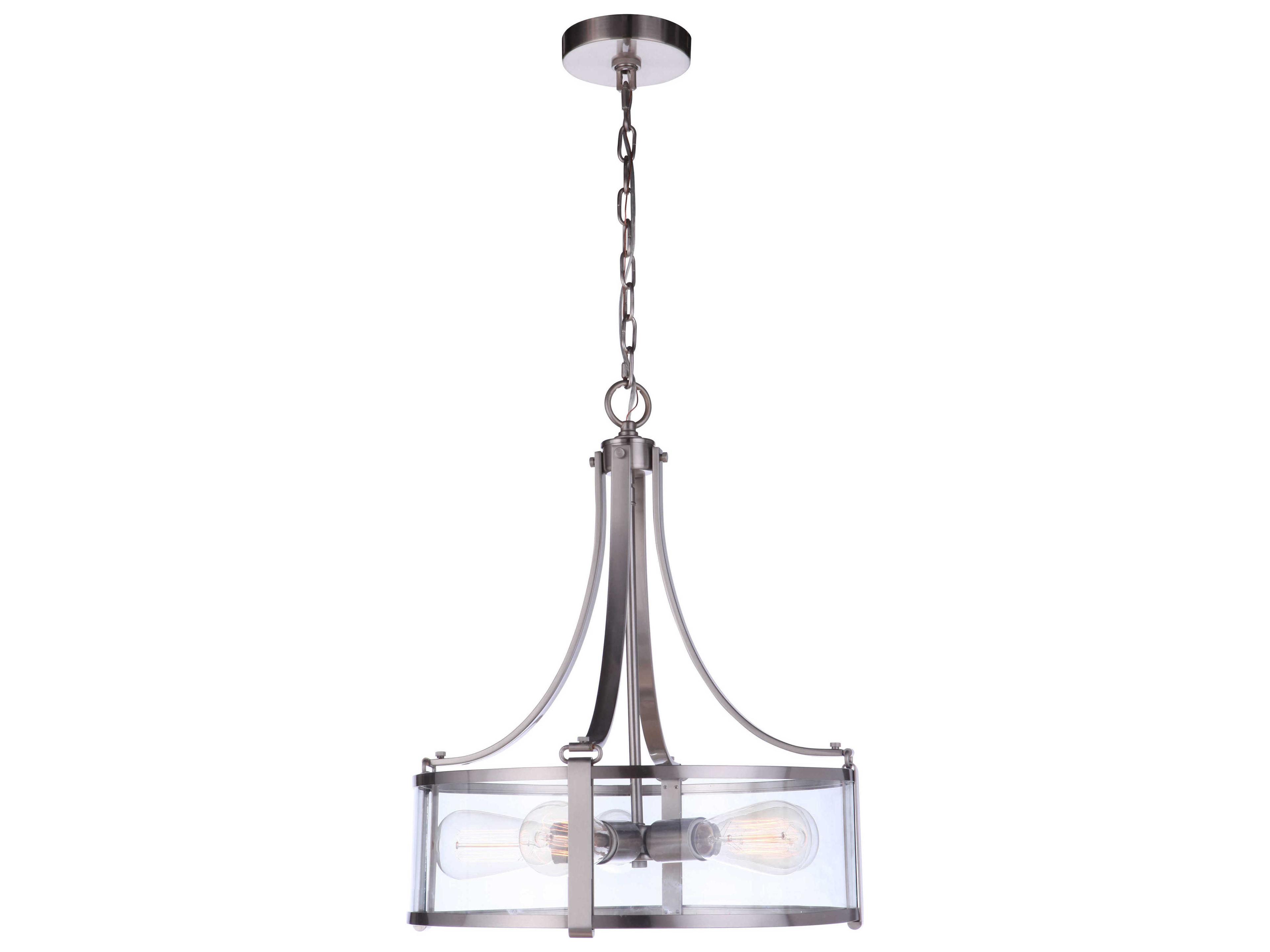 Craftmade Elliot 5-Light Brushed Polished Nickel Glass Drum Pendant