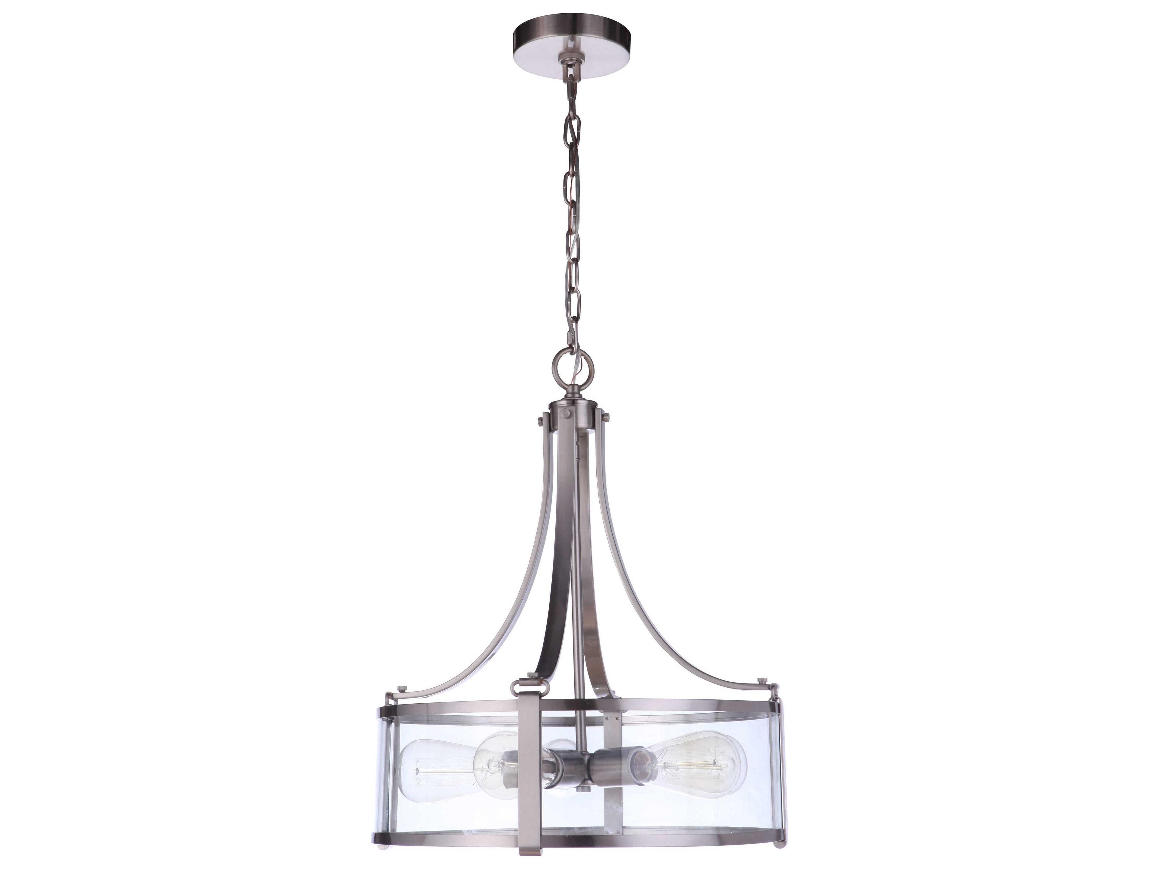 Craftmade Elliot 5-Light Brushed Polished Nickel Glass Drum Pendant