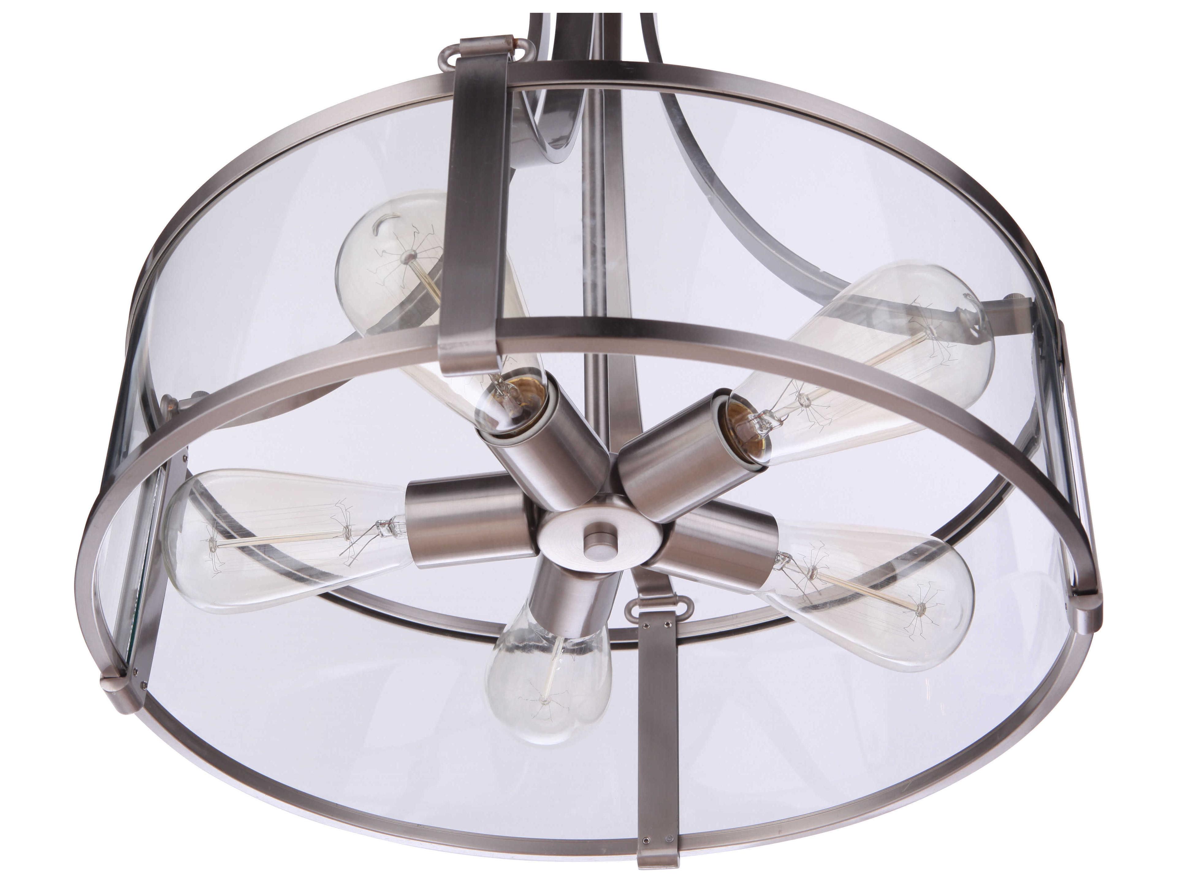 Craftmade Elliot 5-Light Brushed Polished Nickel Glass Drum Pendant