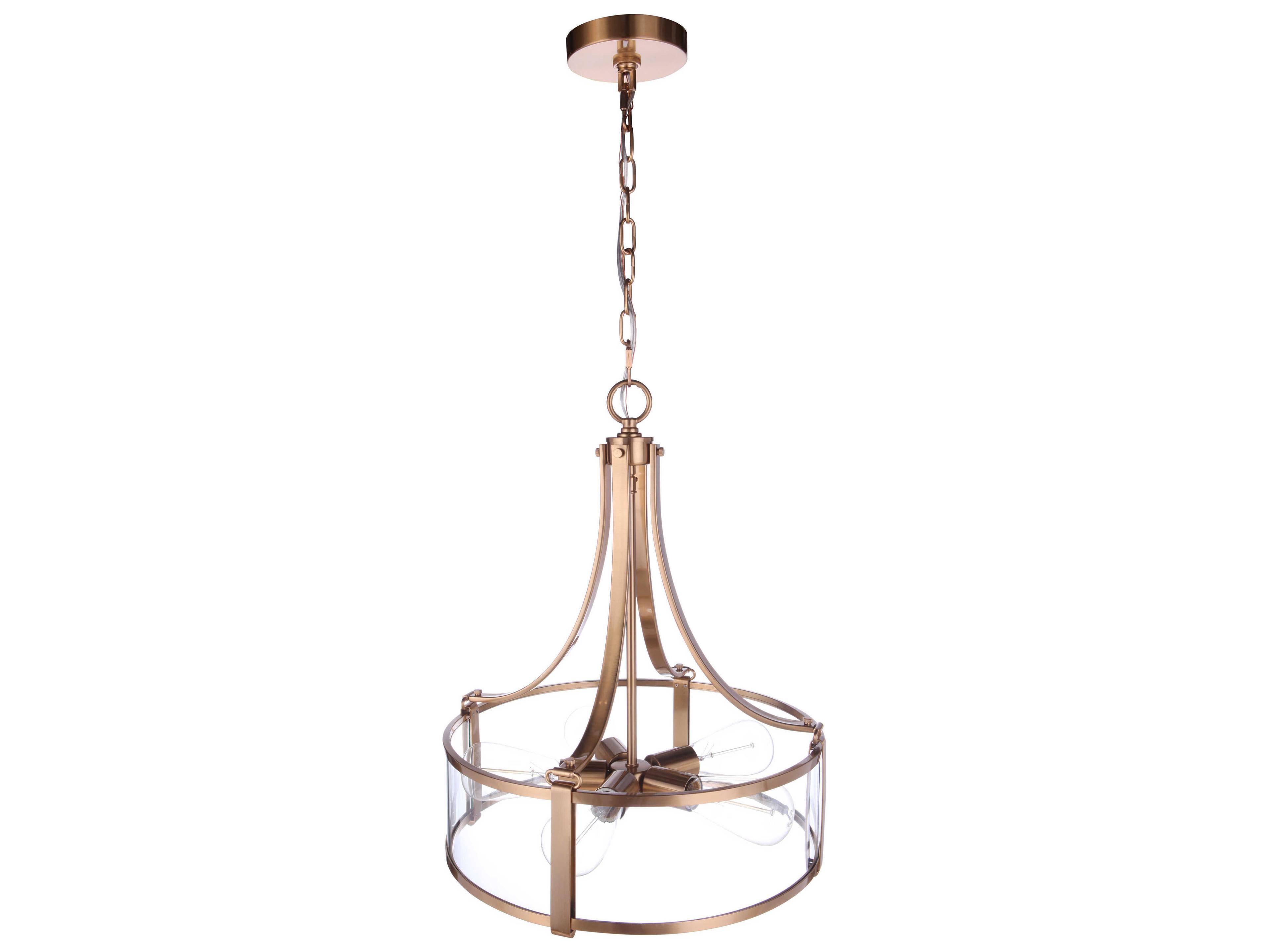 Elliot 5-Light Satin Brass Glass Drum Pendant