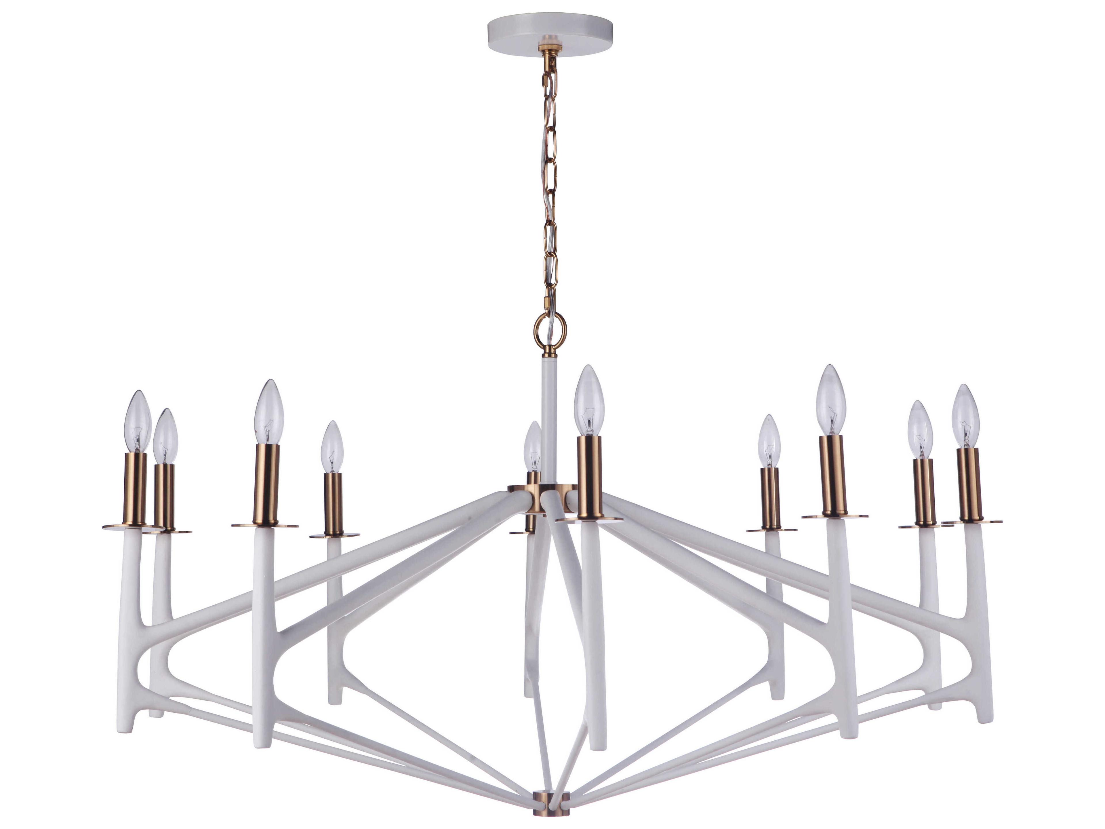 The Reserve 10-Light Matte White Satin Brass Candelabra Chandelier