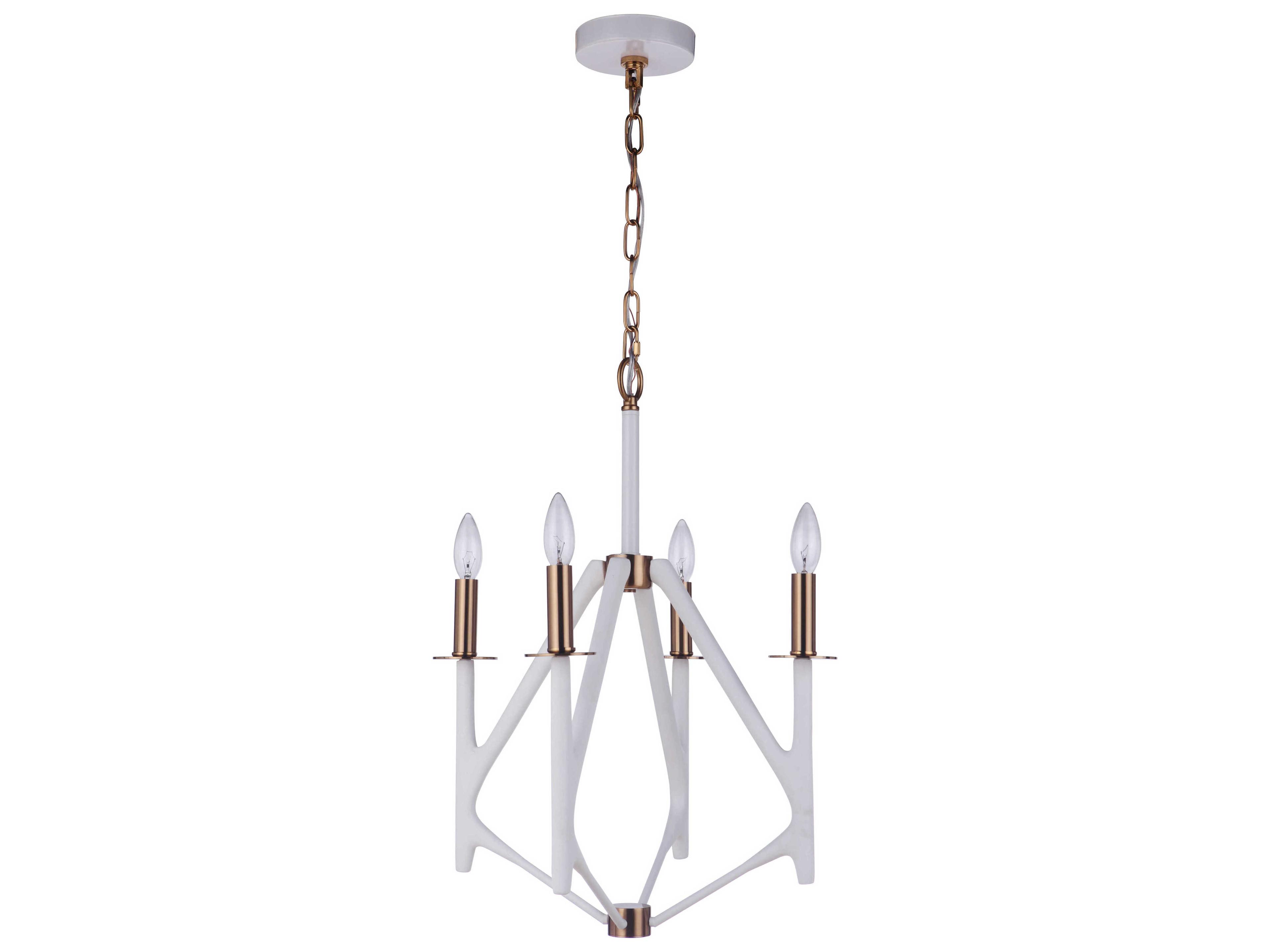 The Reserve 4-Light Matte White Satin Brass Candelabra Chandelier