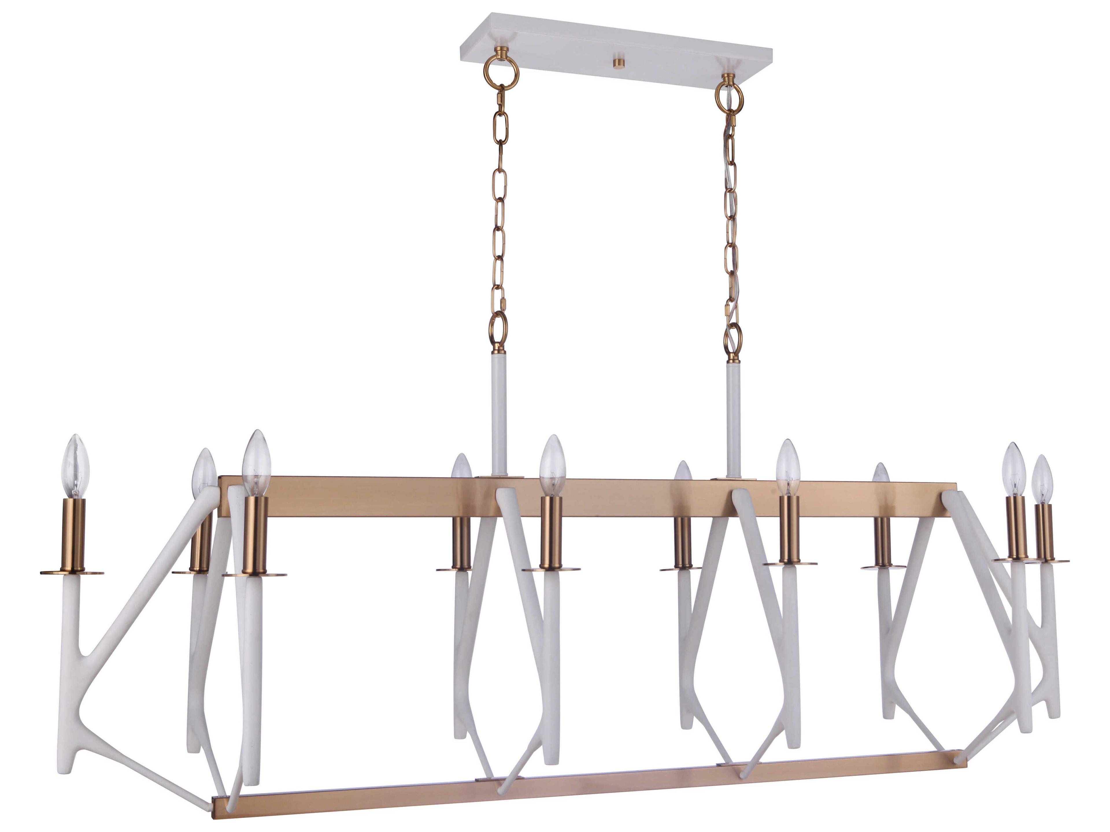 The Reserve 10-Light Matte White Satin Brass Linear Island Pendant