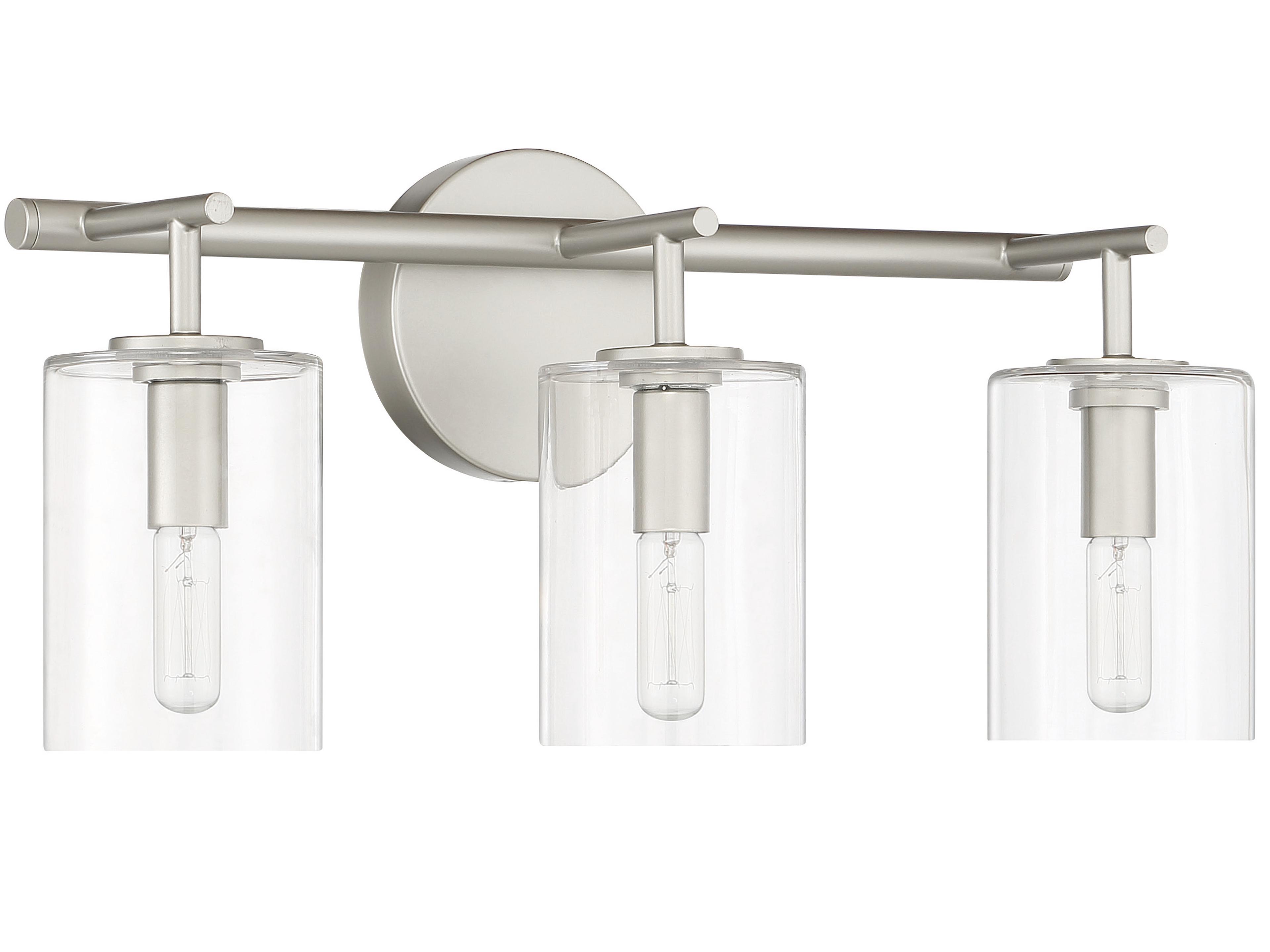 Hailie 3-Light Satin Nickel Glass Vanity Light