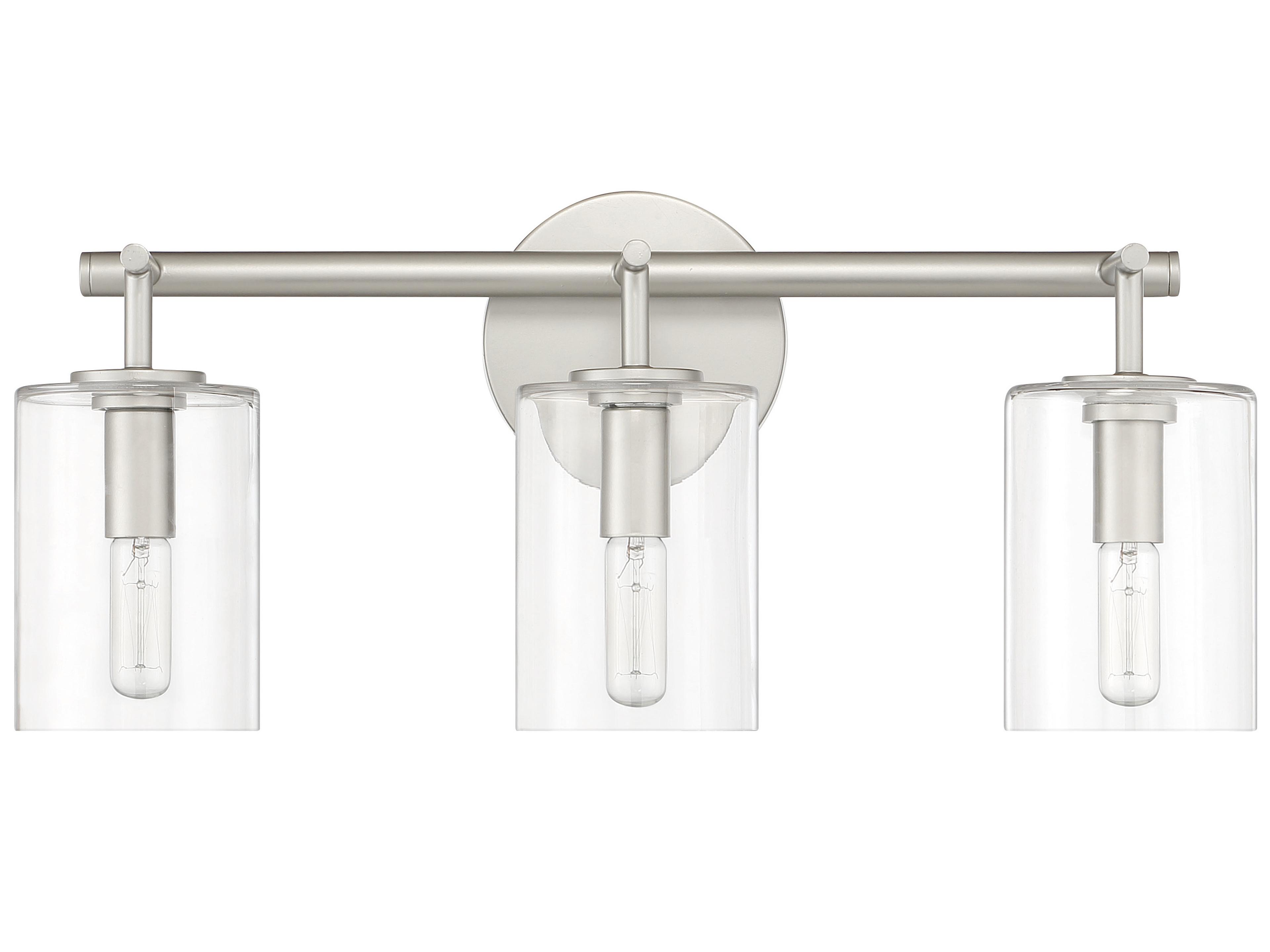 Craftmade Hailie 3-Light Satin Nickel Glass Vanity Light