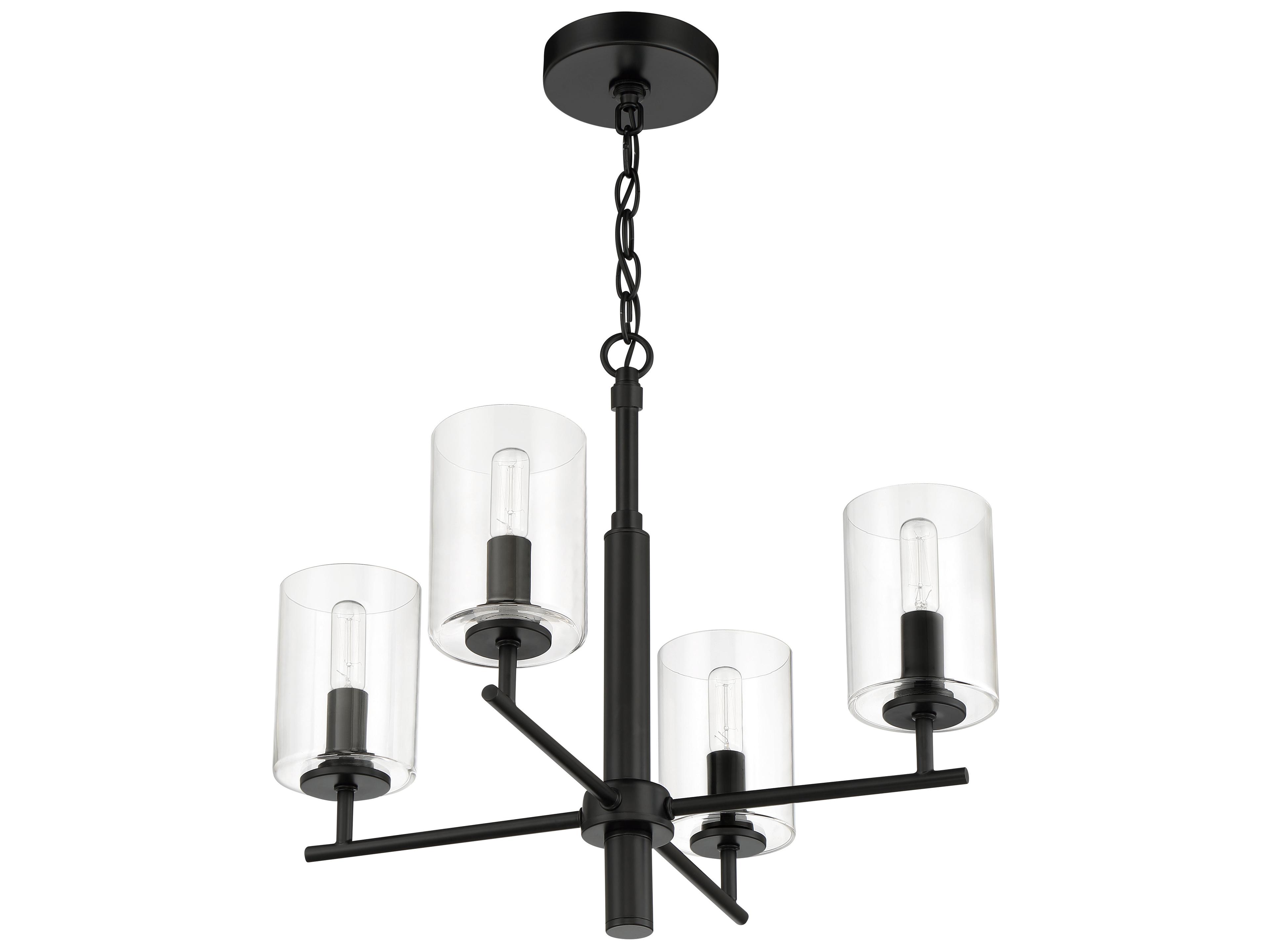 Craftmade Hailie 4-Light Flat Black Glass Cylinder Chandelier
