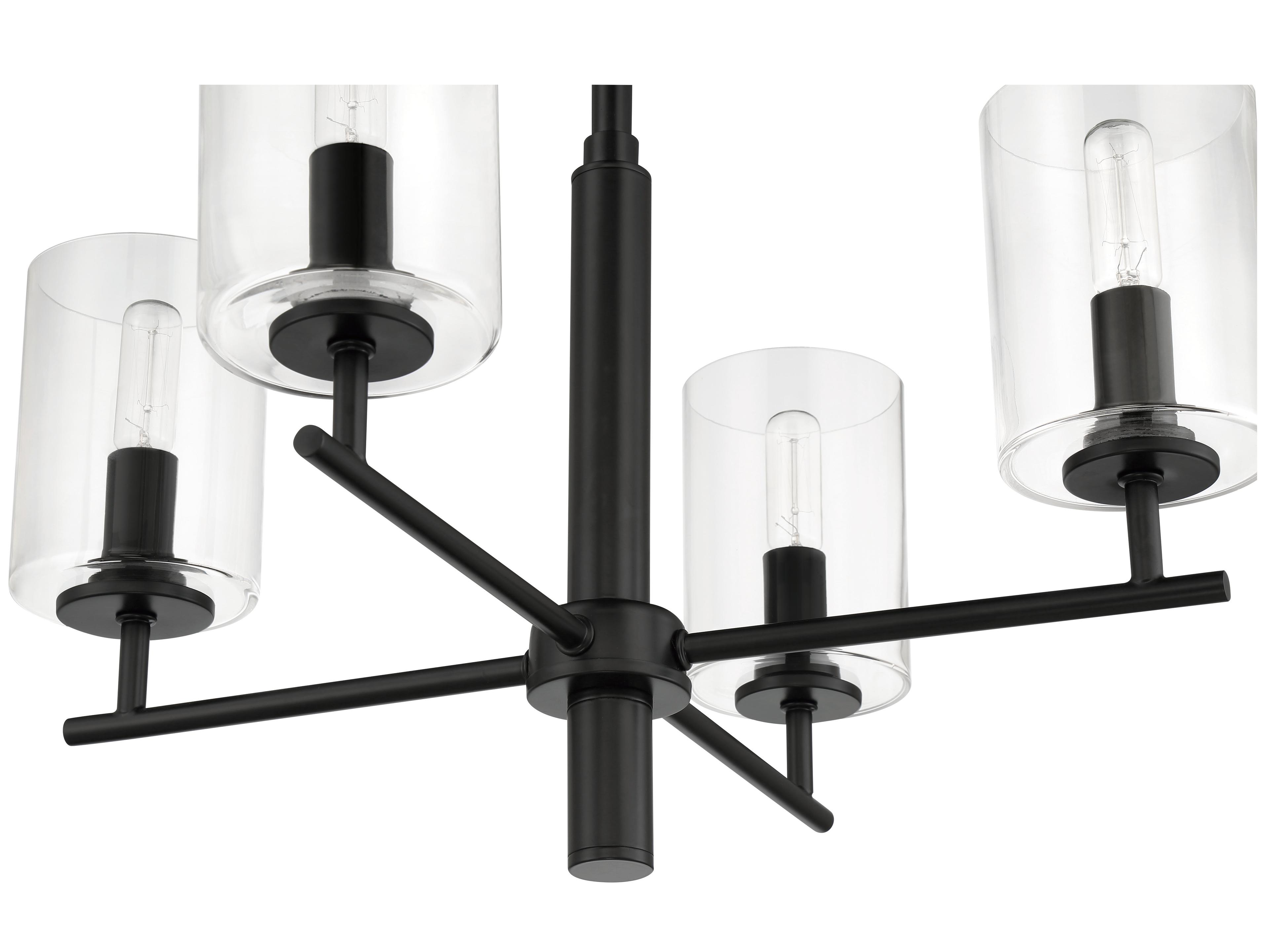 Craftmade Hailie 4-Light Flat Black Glass Cylinder Chandelier