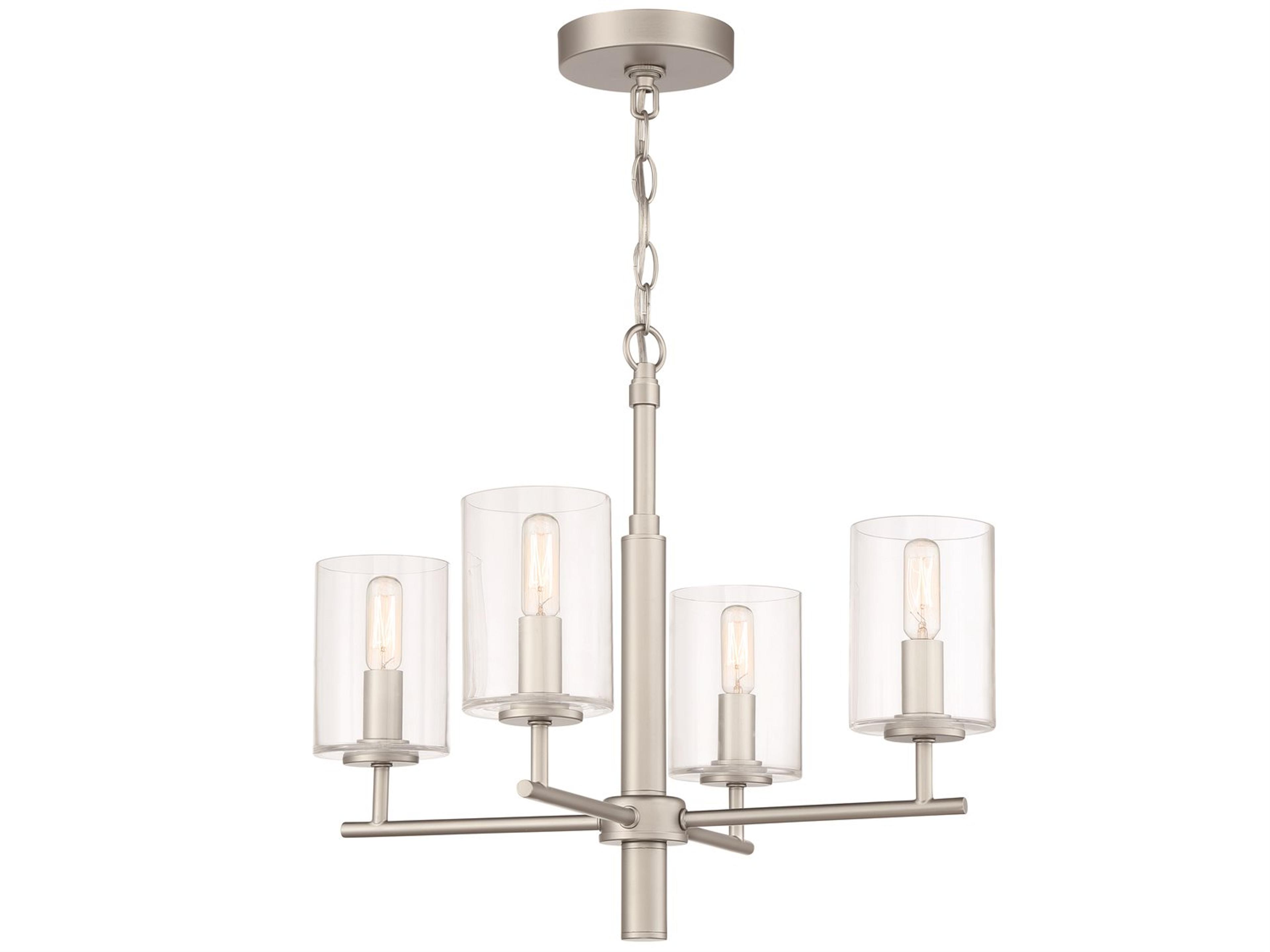 Craftmade Hailie 4-Light Satin Nickel Glass Cylinder Chandelier
