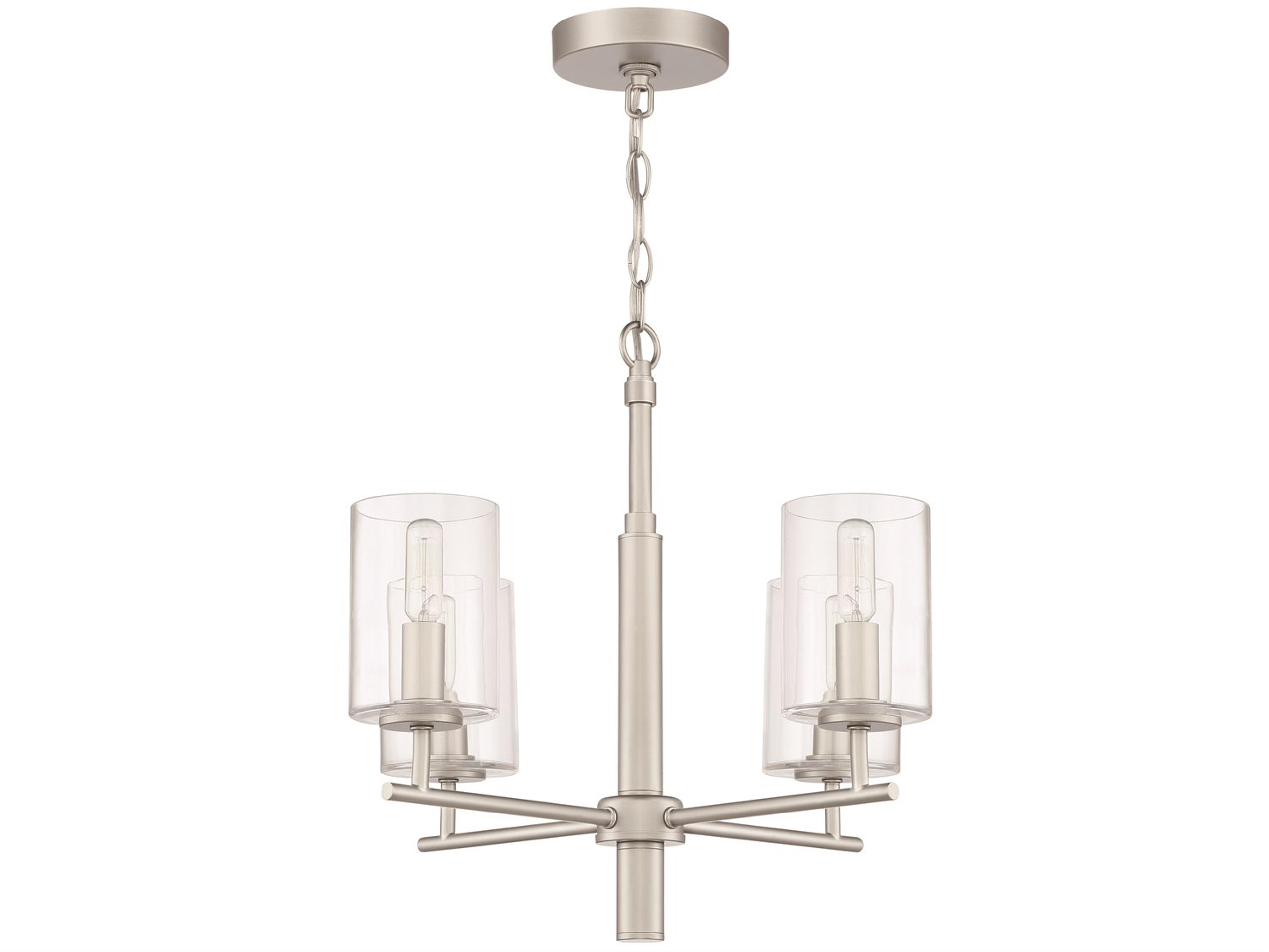 Craftmade Hailie 4-Light Satin Nickel Glass Cylinder Chandelier