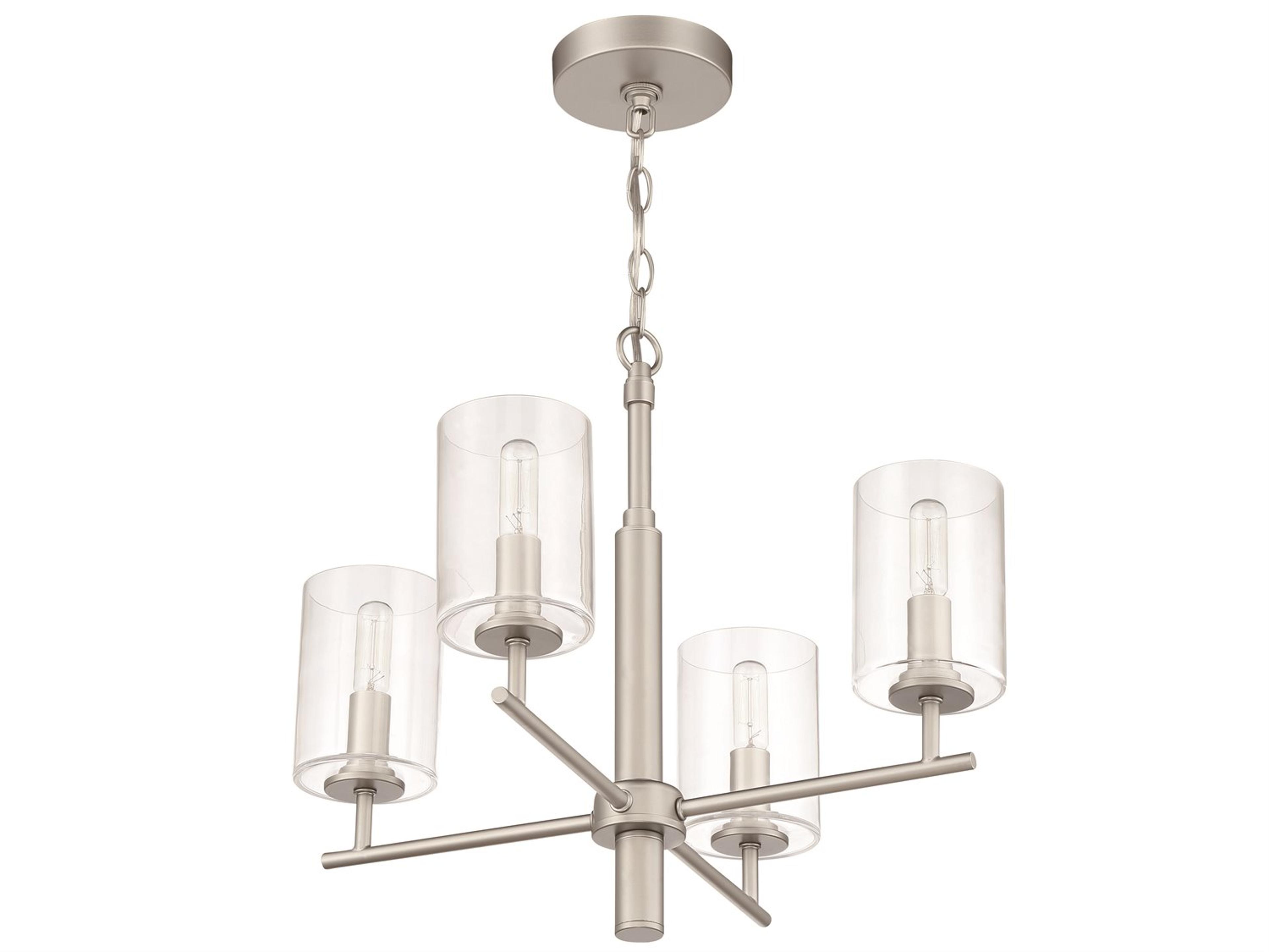 Craftmade Hailie 4-Light Satin Nickel Glass Cylinder Chandelier