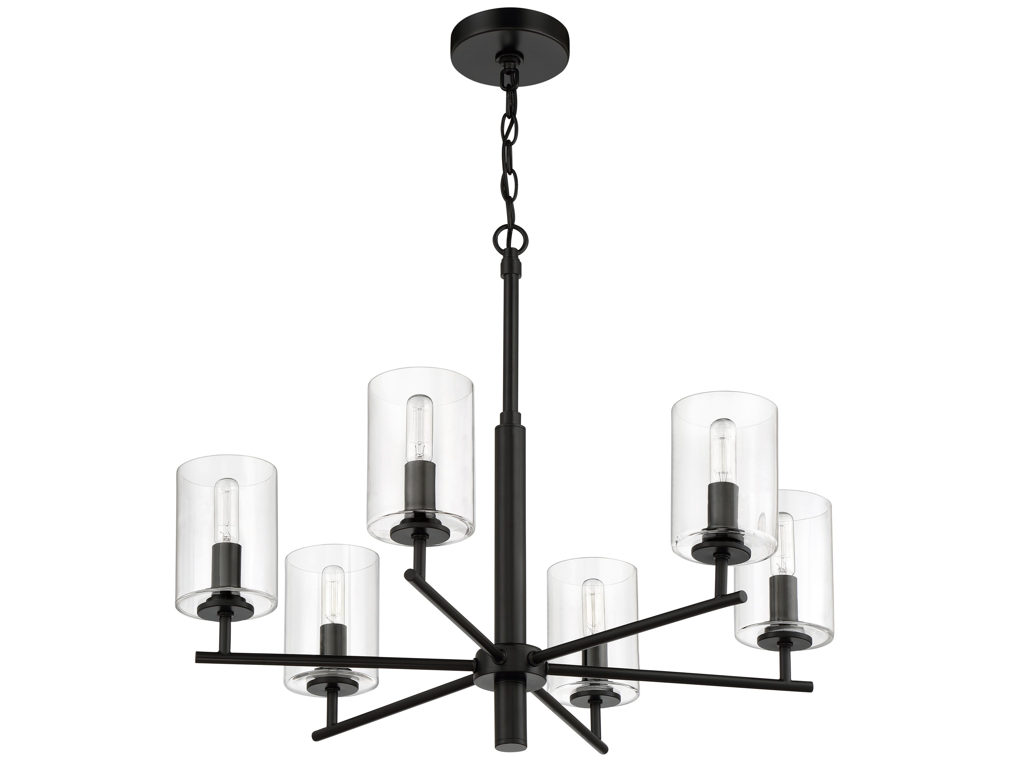 Craftmade Hailie 6-Light Flat Black Glass Cylinder Chandelier