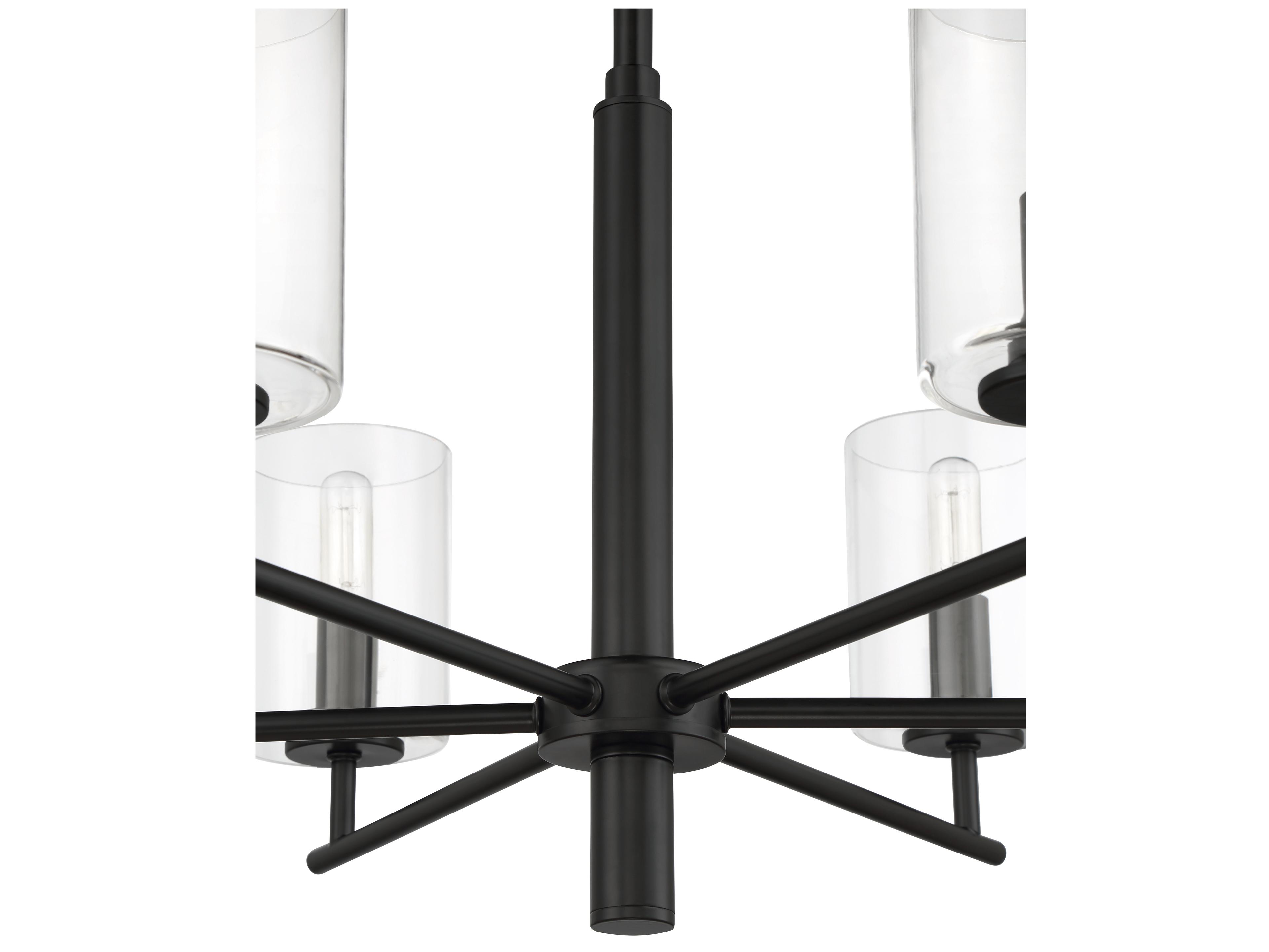Craftmade Hailie 6-Light Flat Black Glass Cylinder Chandelier