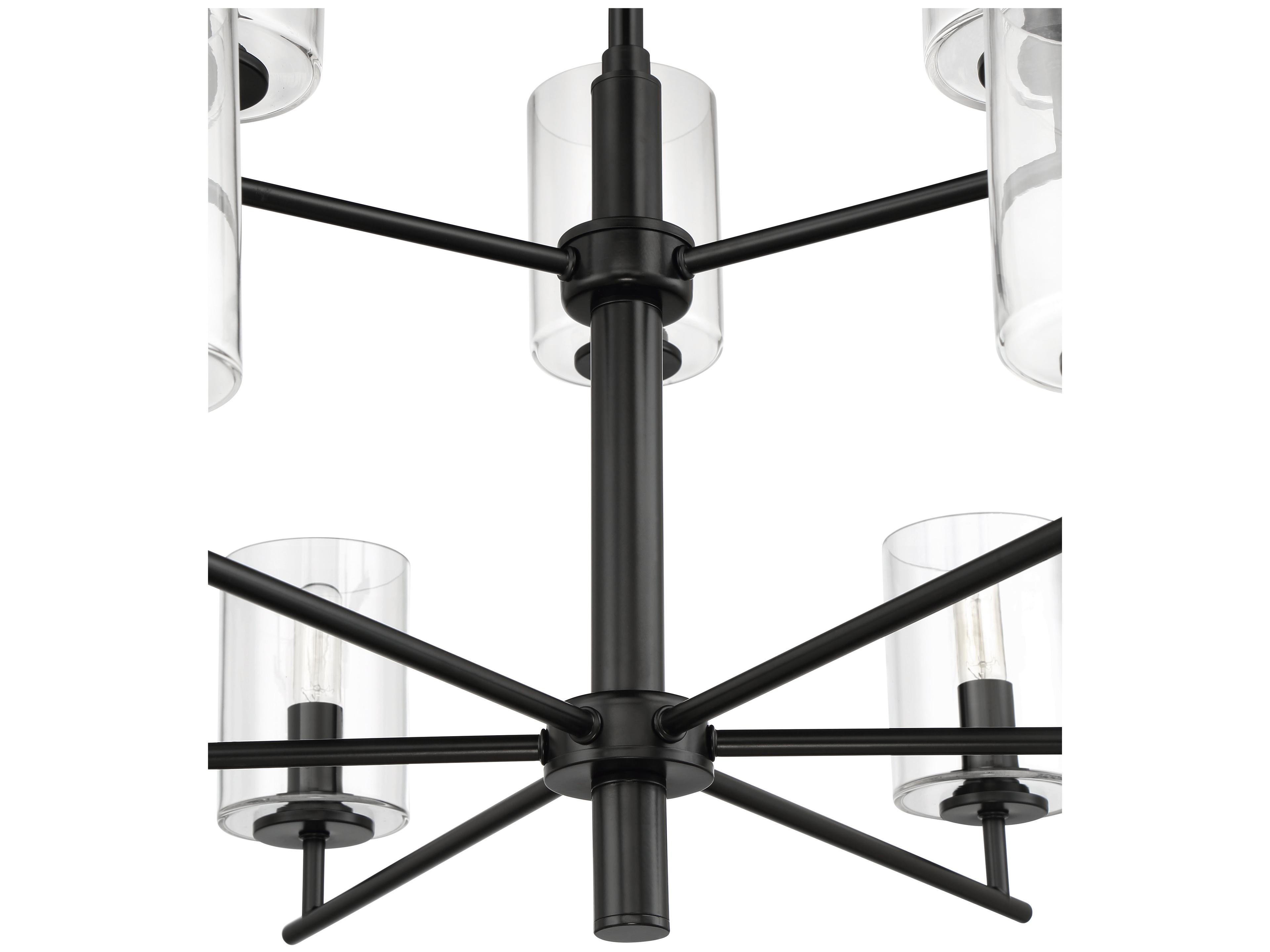Craftmade Hailie 9-Light Flat Black Glass Cylinder Tiered Chandelier