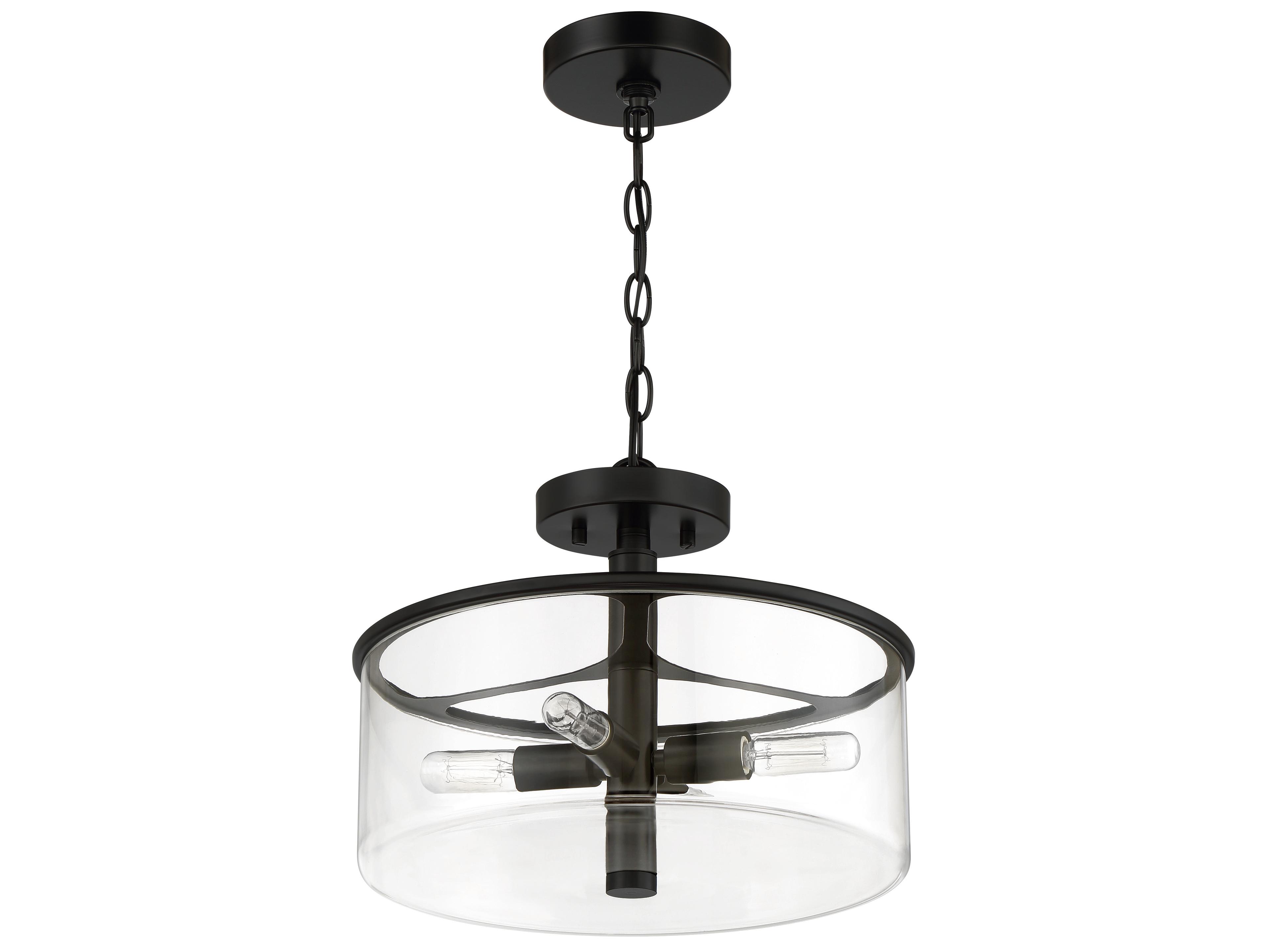 Craftmade Hailie 4-Light Flat Black Glass Drum Pendant