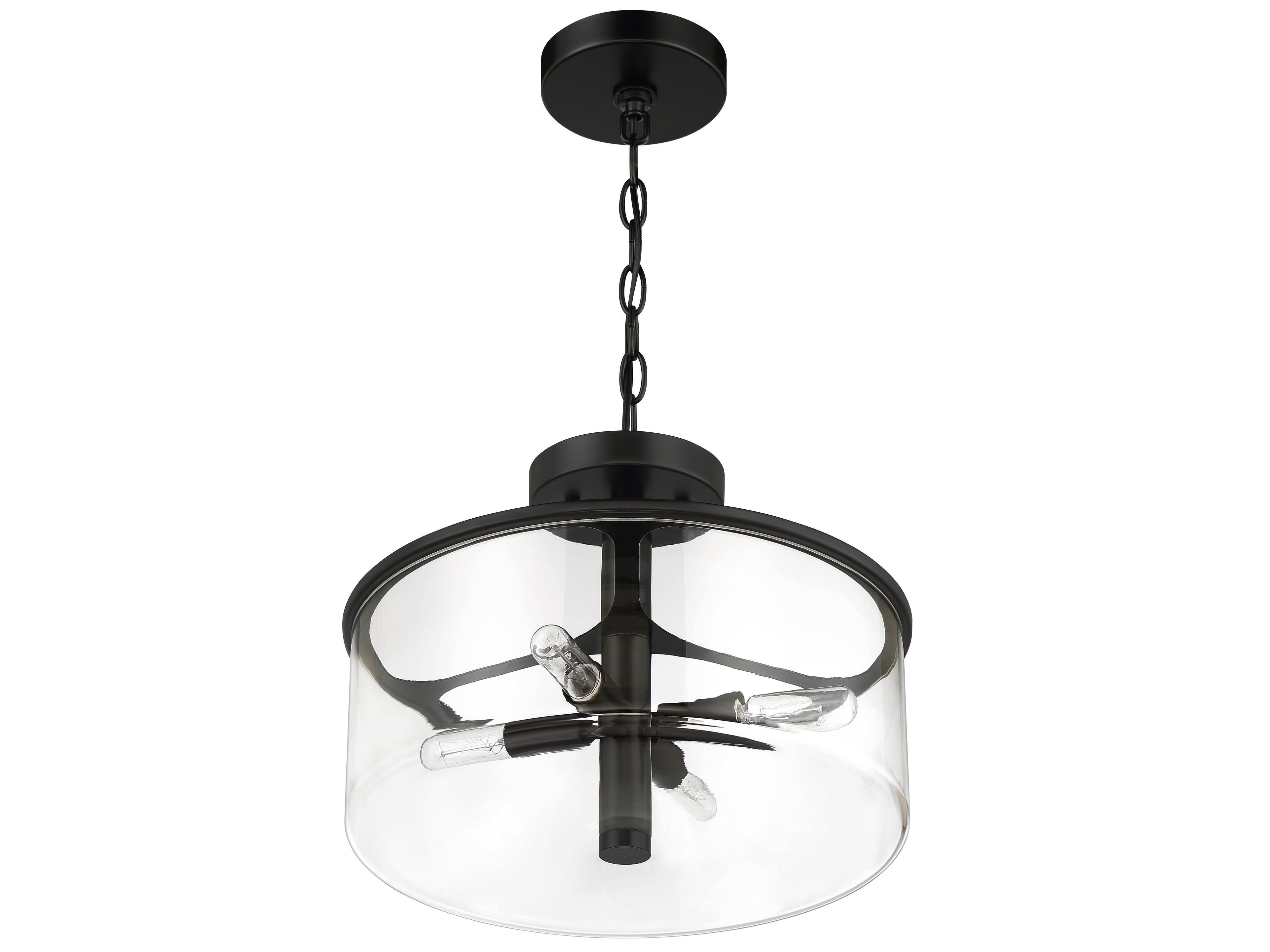 Craftmade Hailie 4-Light Flat Black Glass Drum Pendant