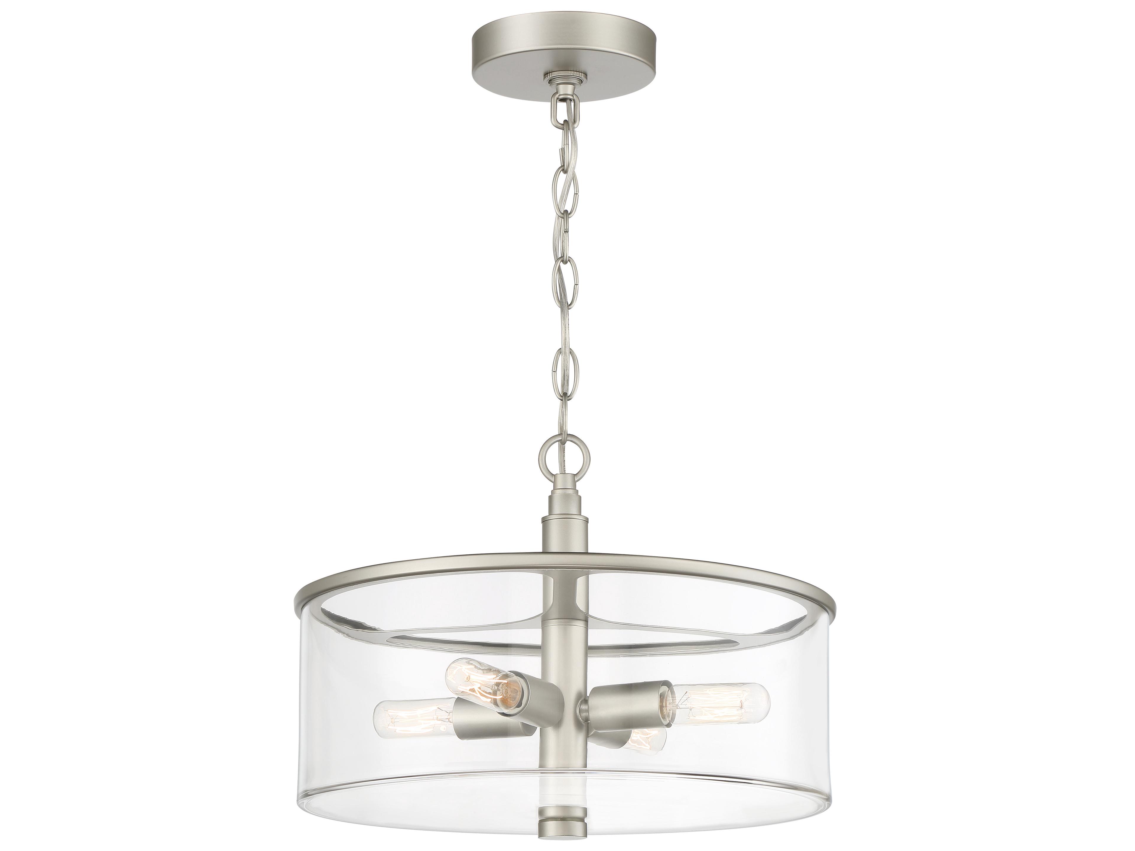 Craftmade Hailie 4-Light Satin Nickel Glass Drum Pendant