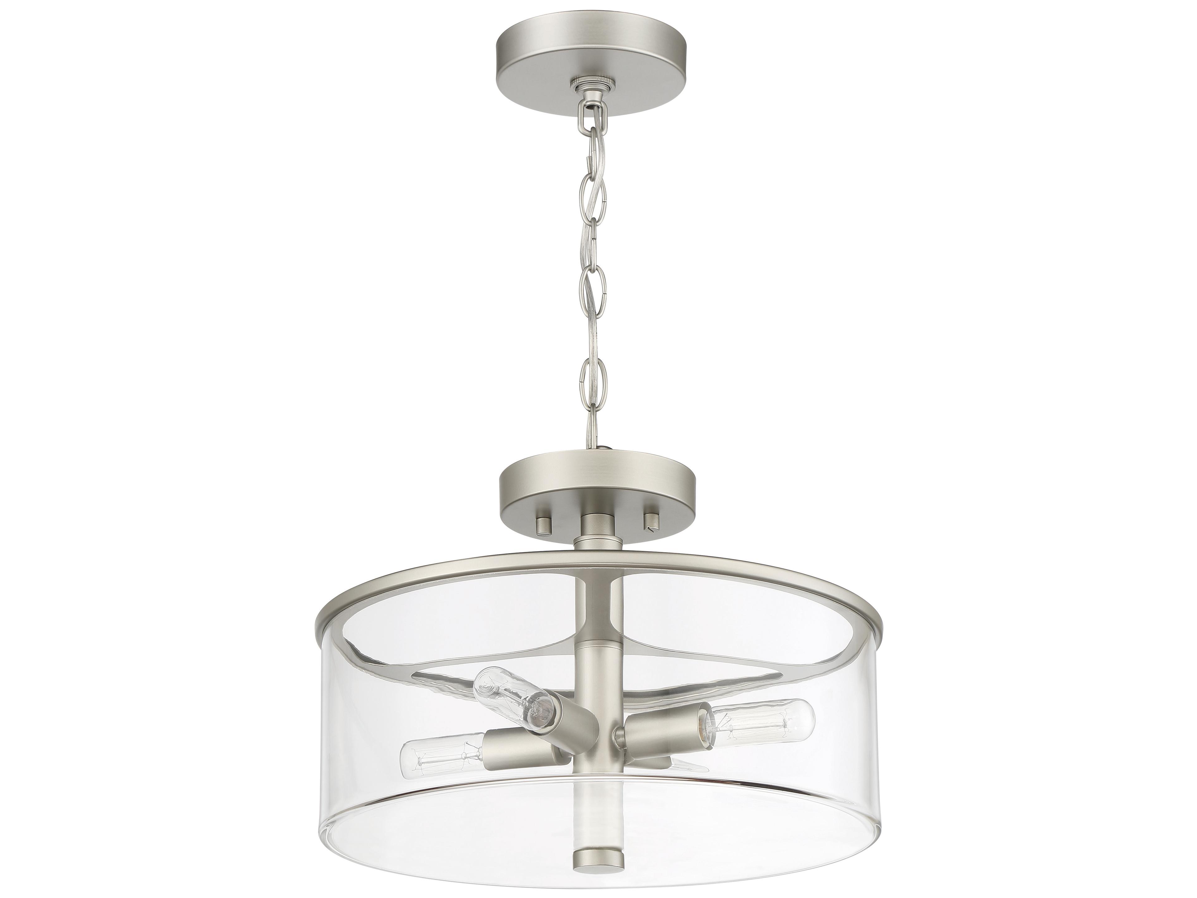 Craftmade Hailie 4-Light Satin Nickel Glass Drum Pendant