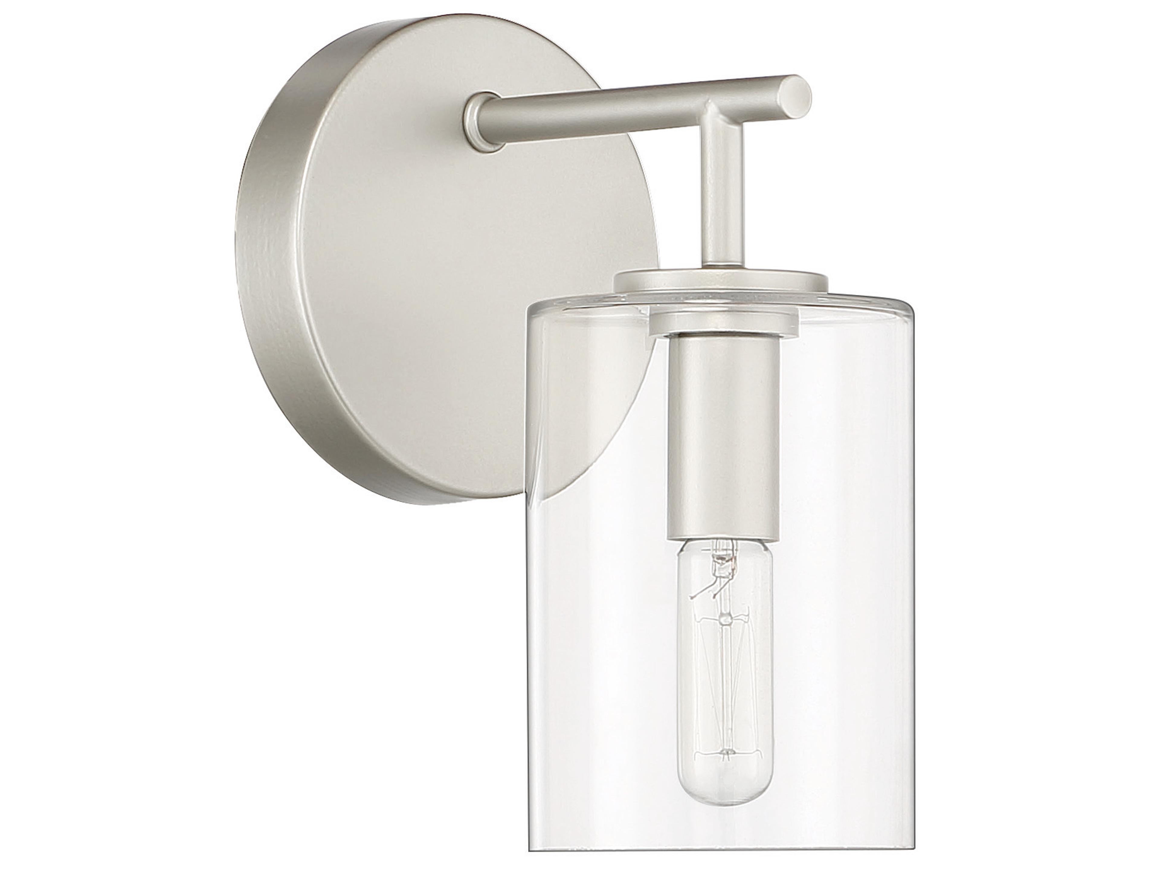 Hailie 1-Light Satin Nickel Glass Vanity Light