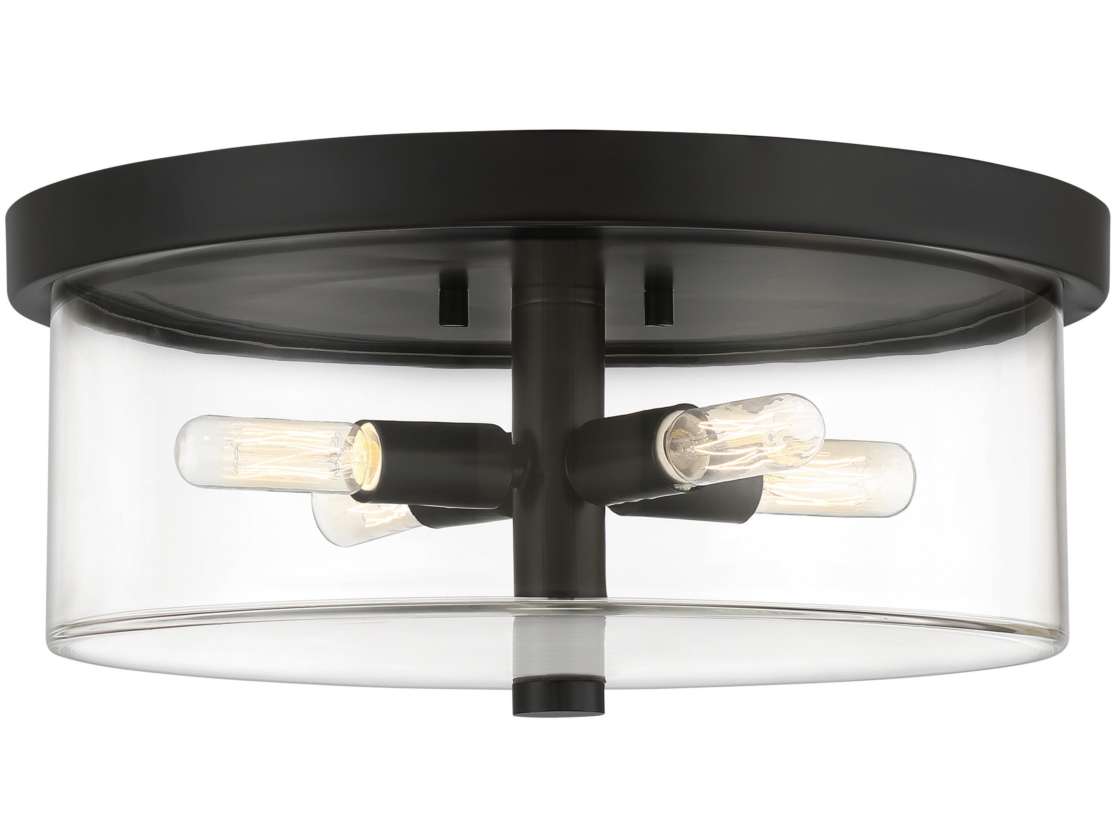Craftmade Hailie 4-Light Flat Black Glass Drum Flush Mount