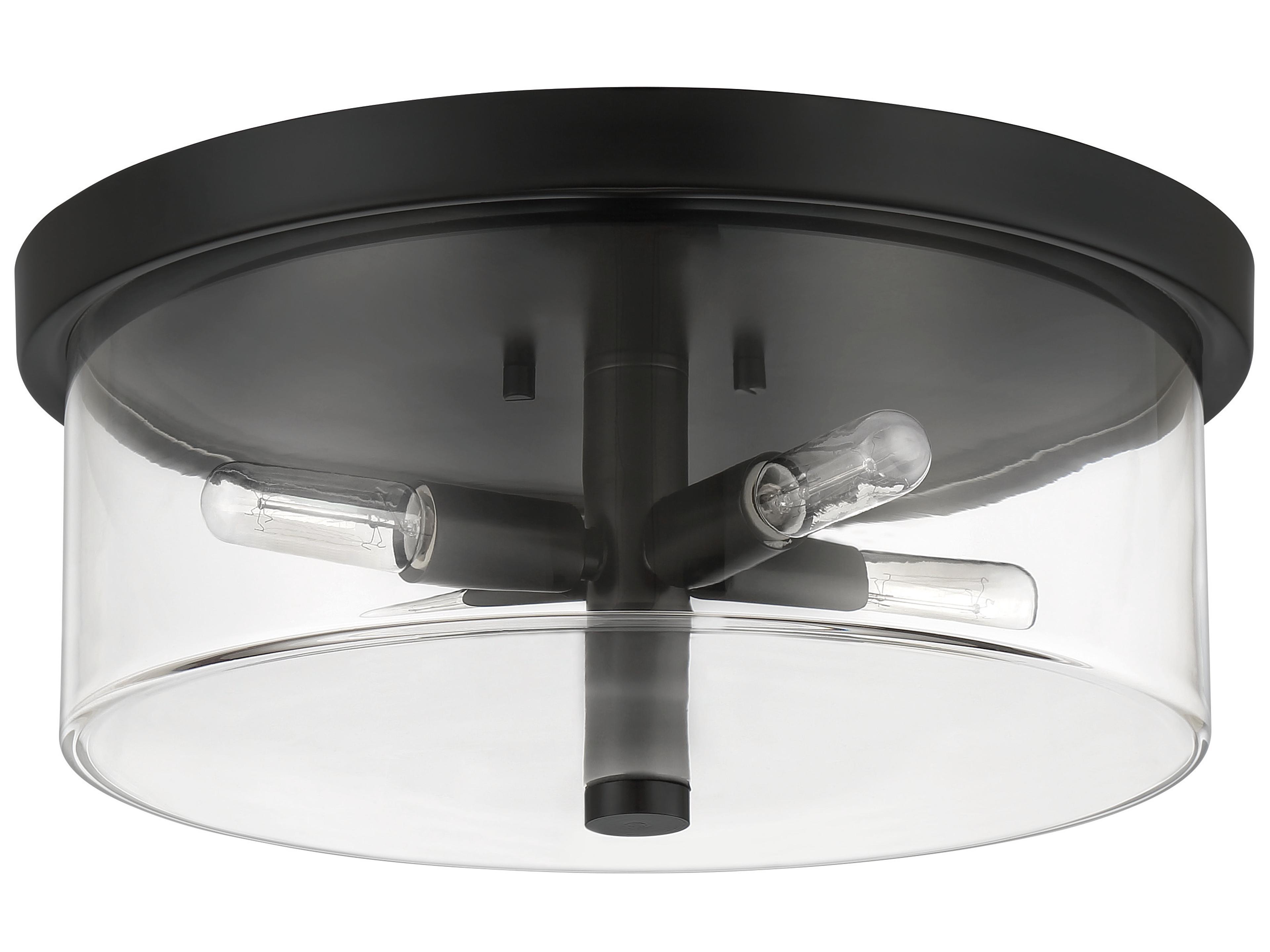 Craftmade Hailie 4-Light Flat Black Glass Drum Flush Mount