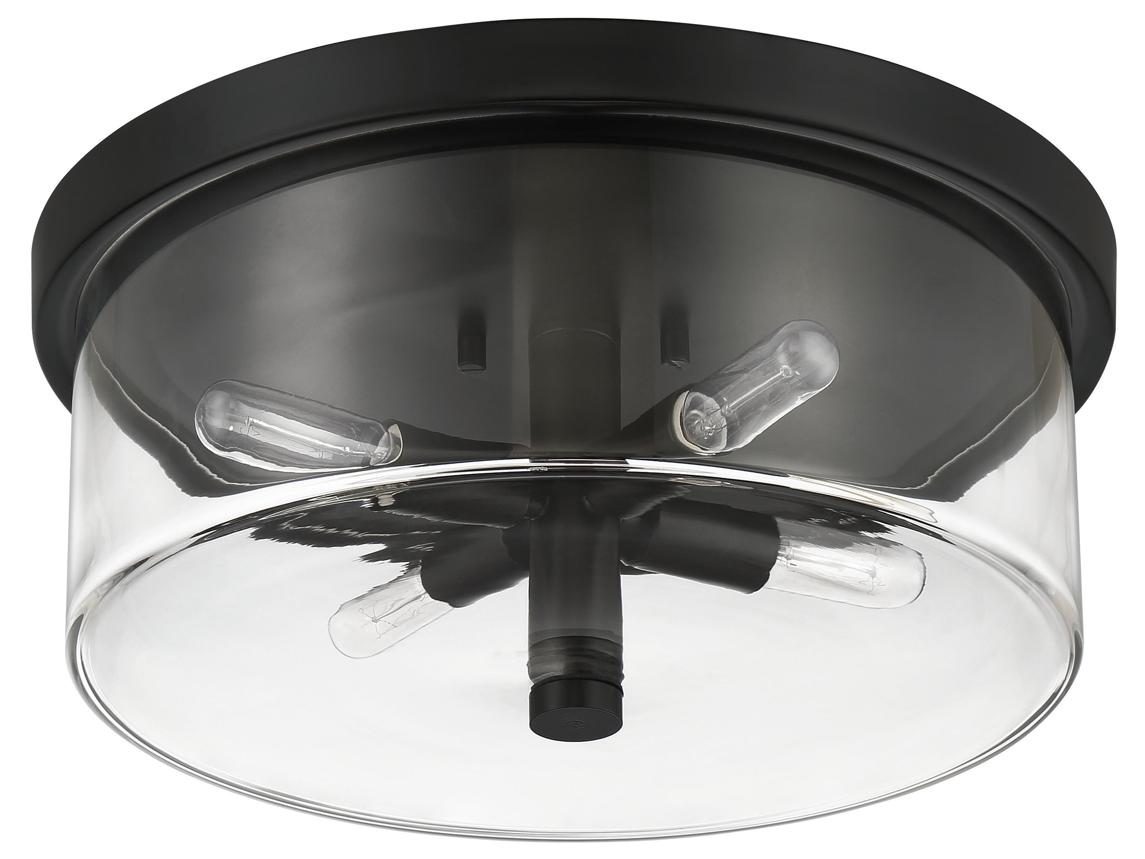 Craftmade Hailie 4-Light Flat Black Glass Drum Flush Mount