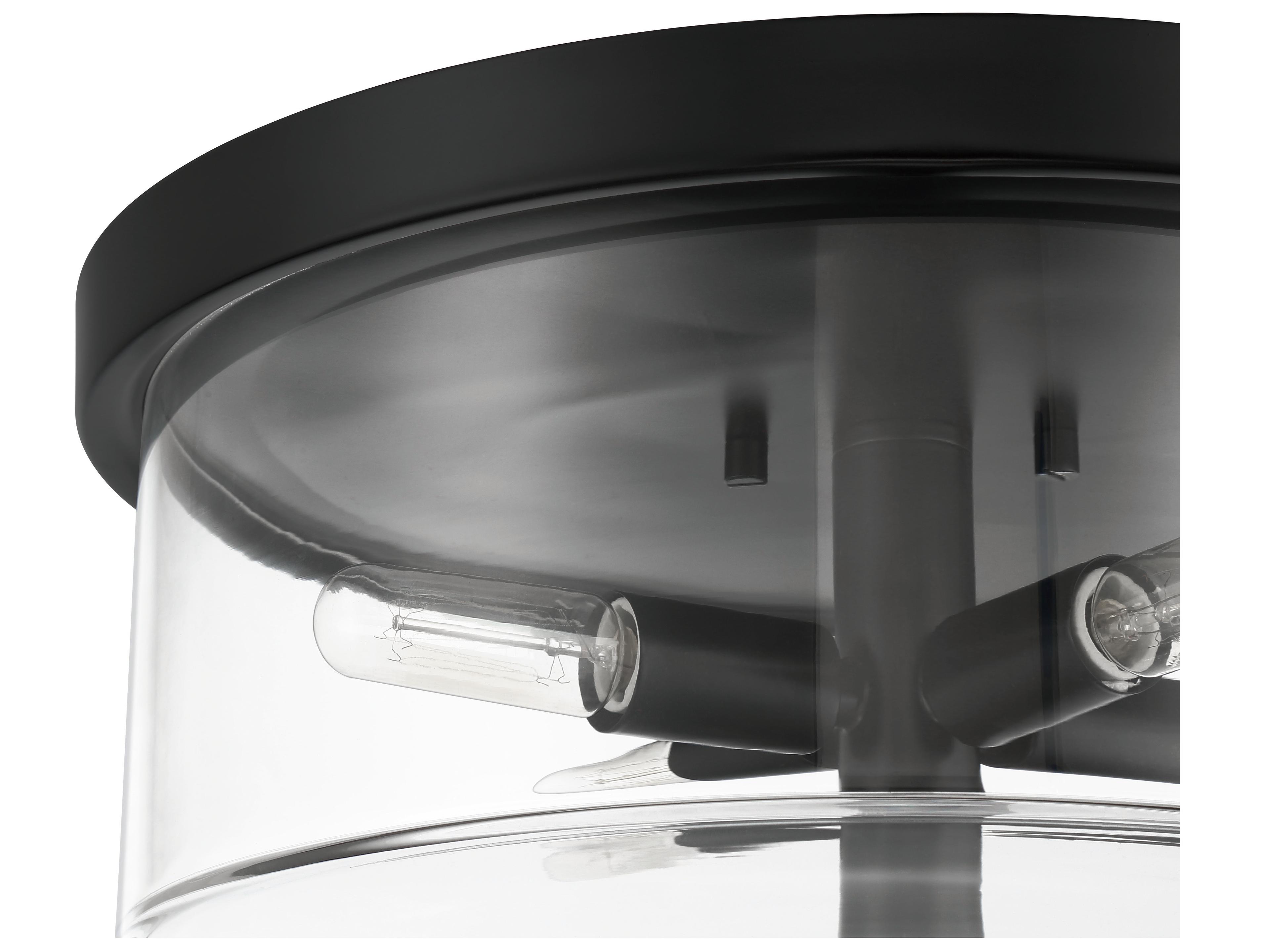 Craftmade Hailie 4-Light Flat Black Glass Drum Flush Mount