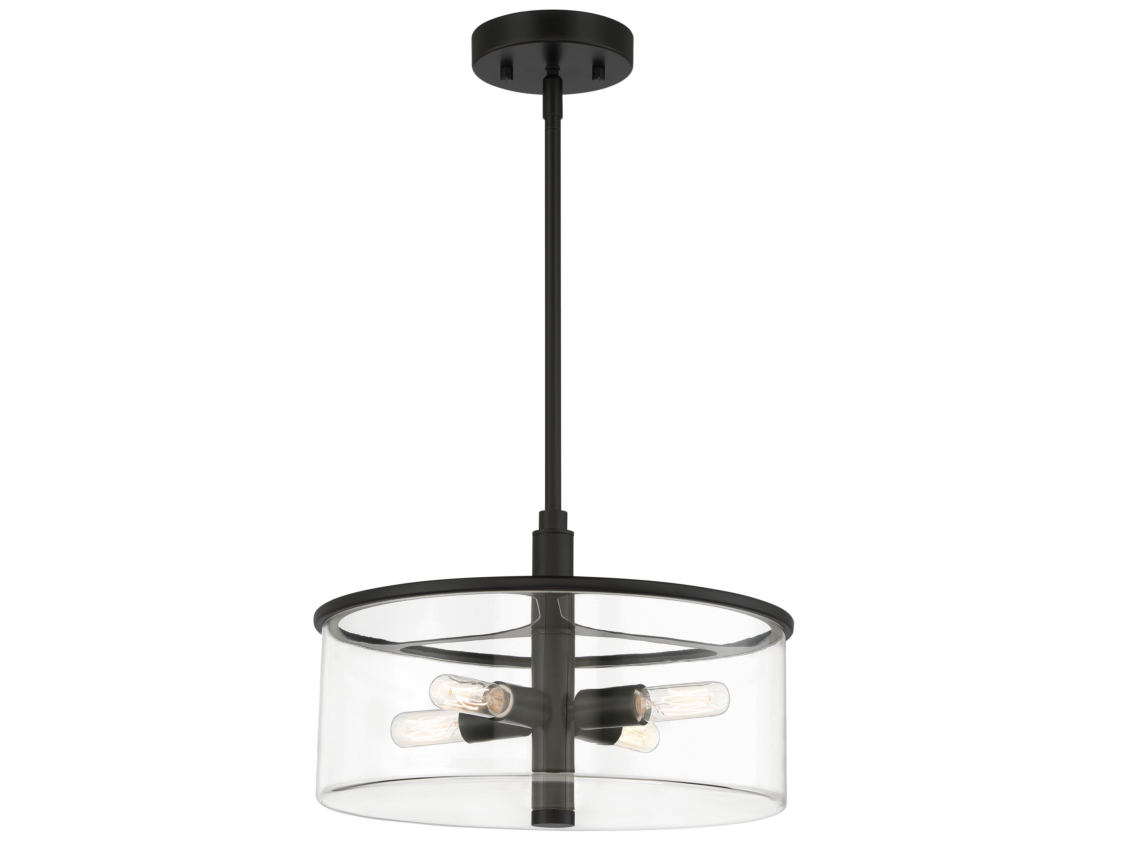 Craftmade Hailie 4-Light Flat Black Glass Drum Pendant