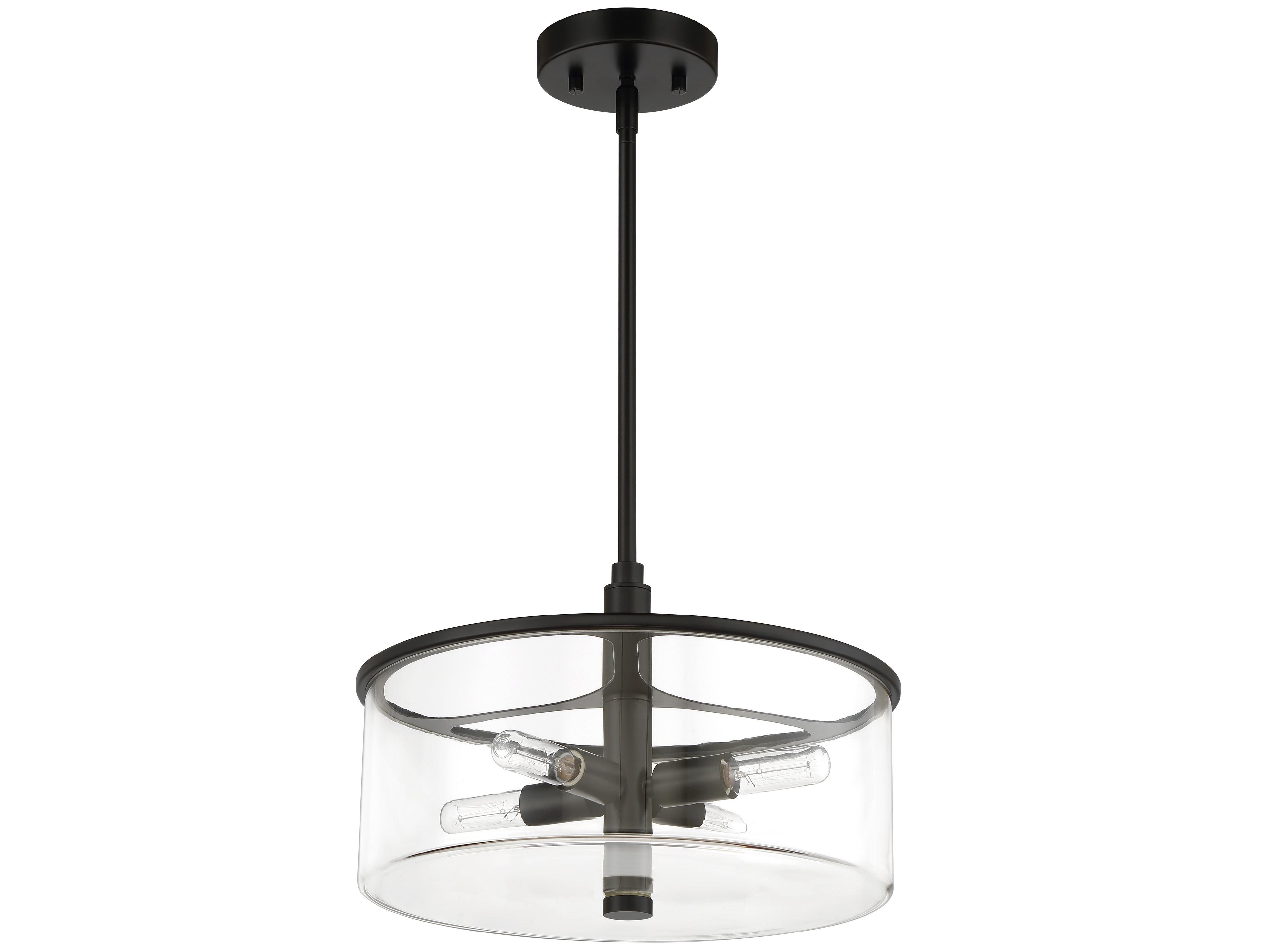 Craftmade Hailie 4-Light Flat Black Glass Drum Pendant
