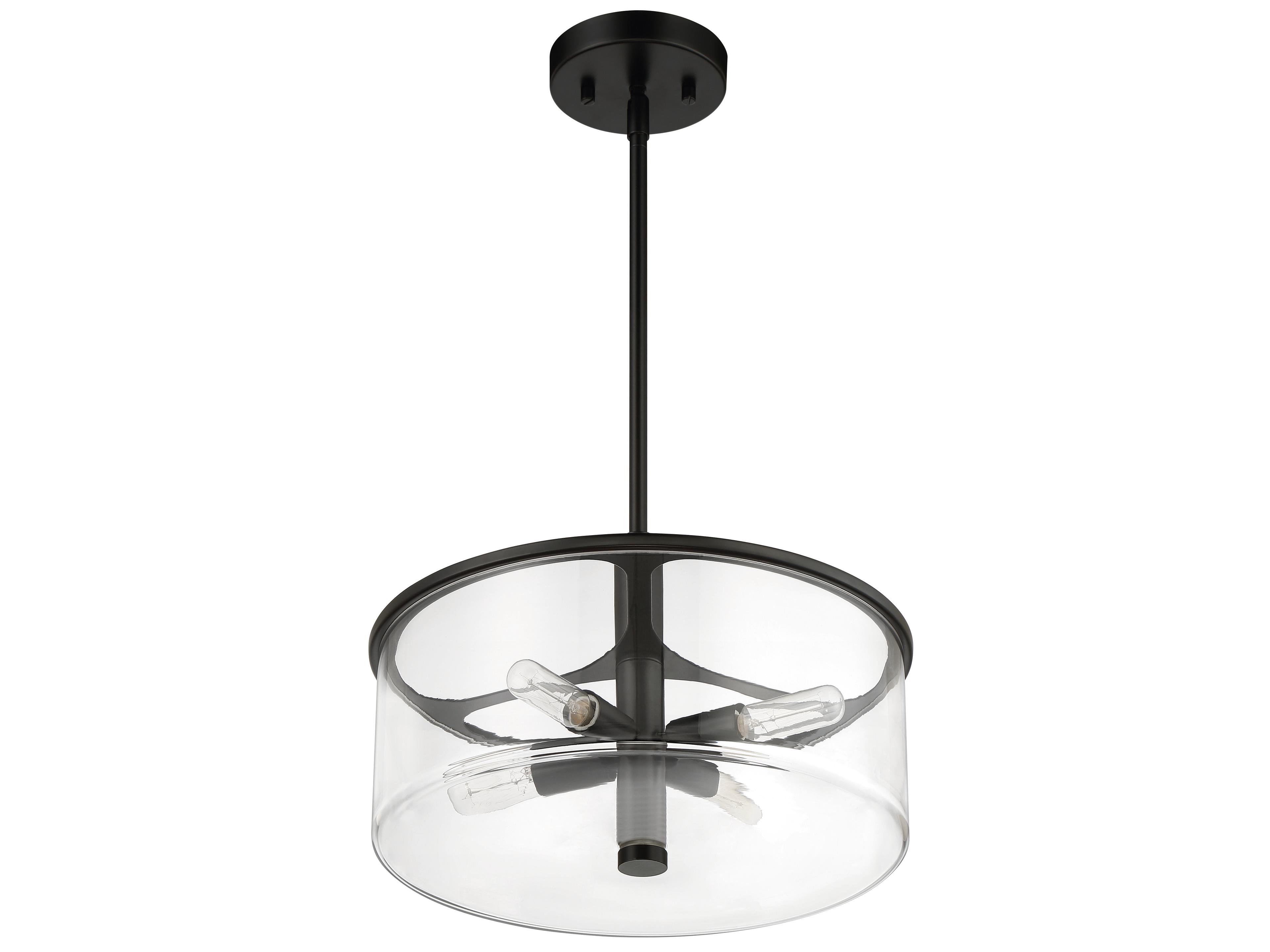 Craftmade Hailie 4-Light Flat Black Glass Drum Pendant