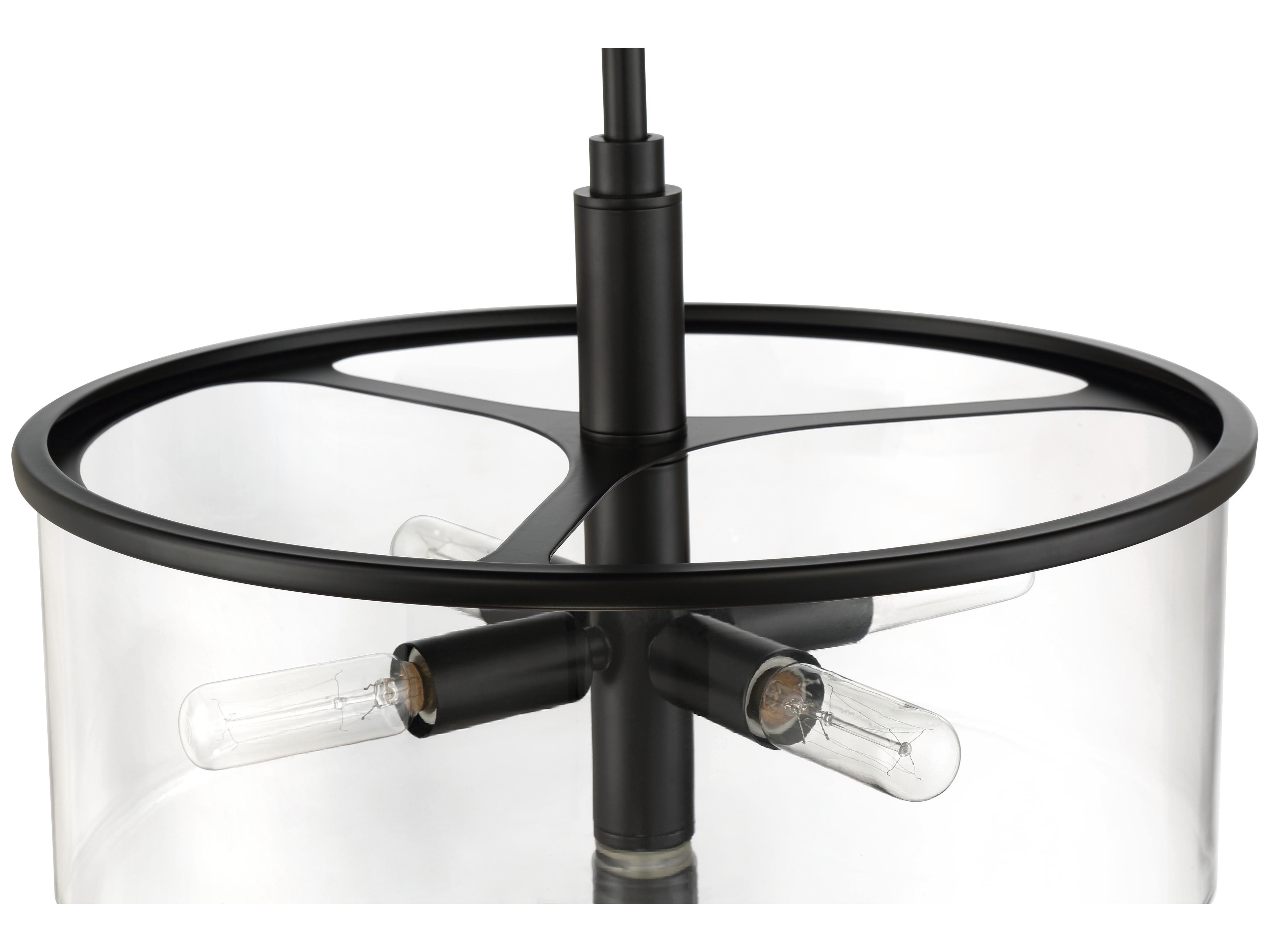 Craftmade Hailie 4-Light Flat Black Glass Drum Pendant