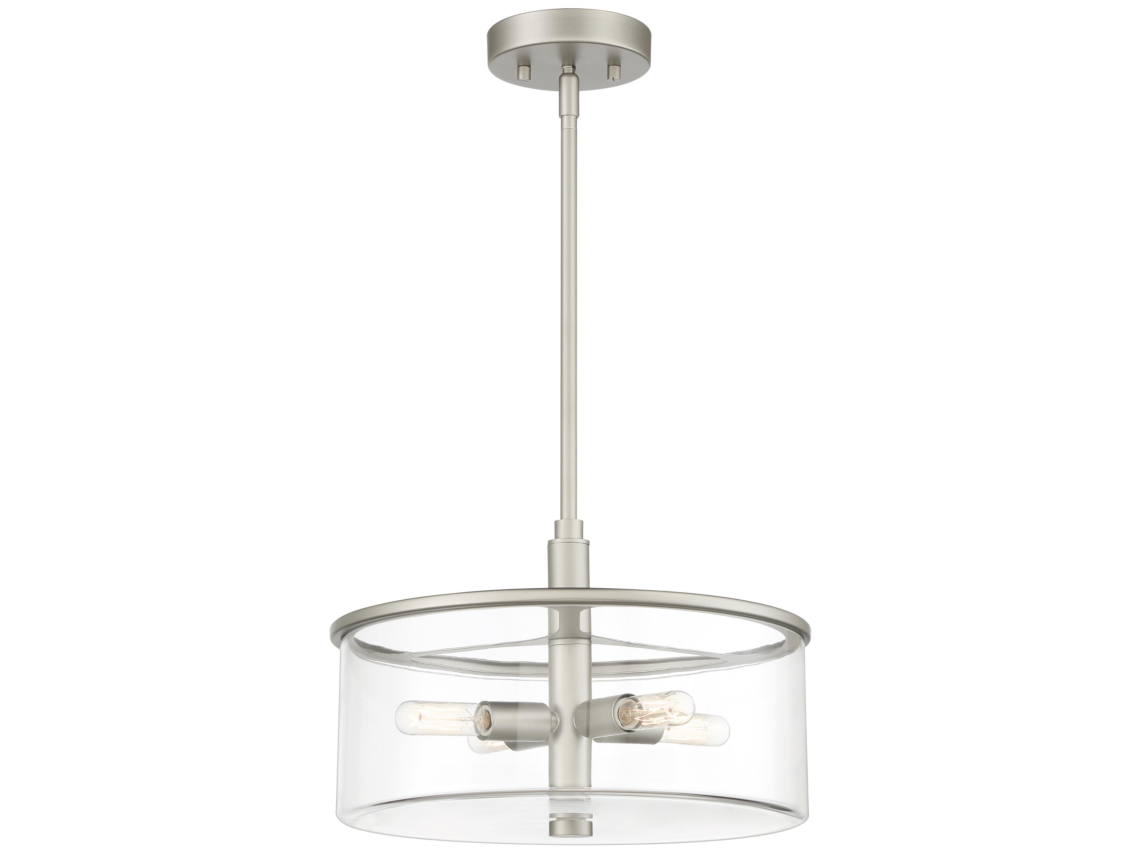 Craftmade Hailie 4-Light Satin Nickel Glass Drum Pendant