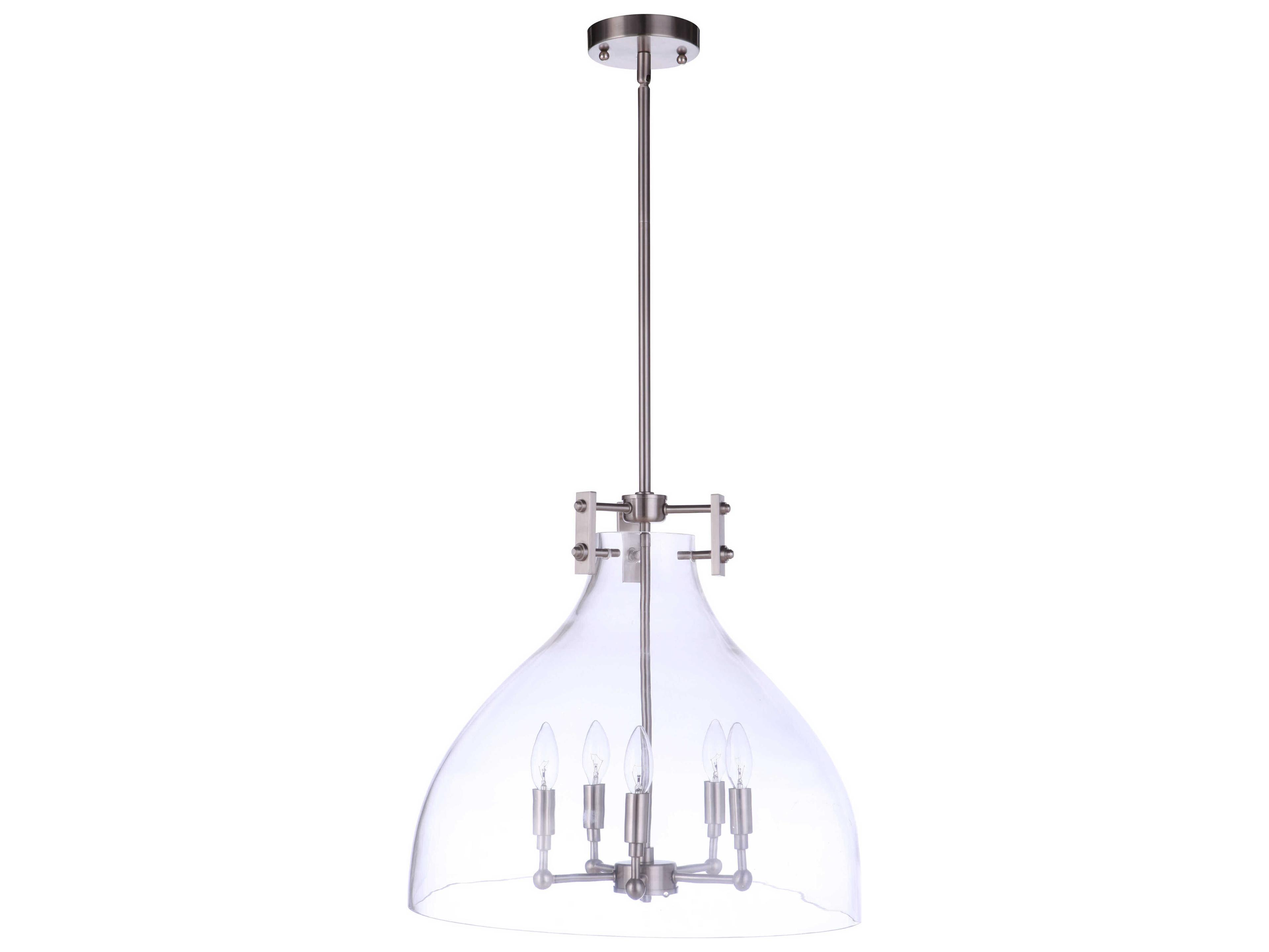 Chardonnay 5-Light Brushed Polished Nickel Glass Bell Chandelier