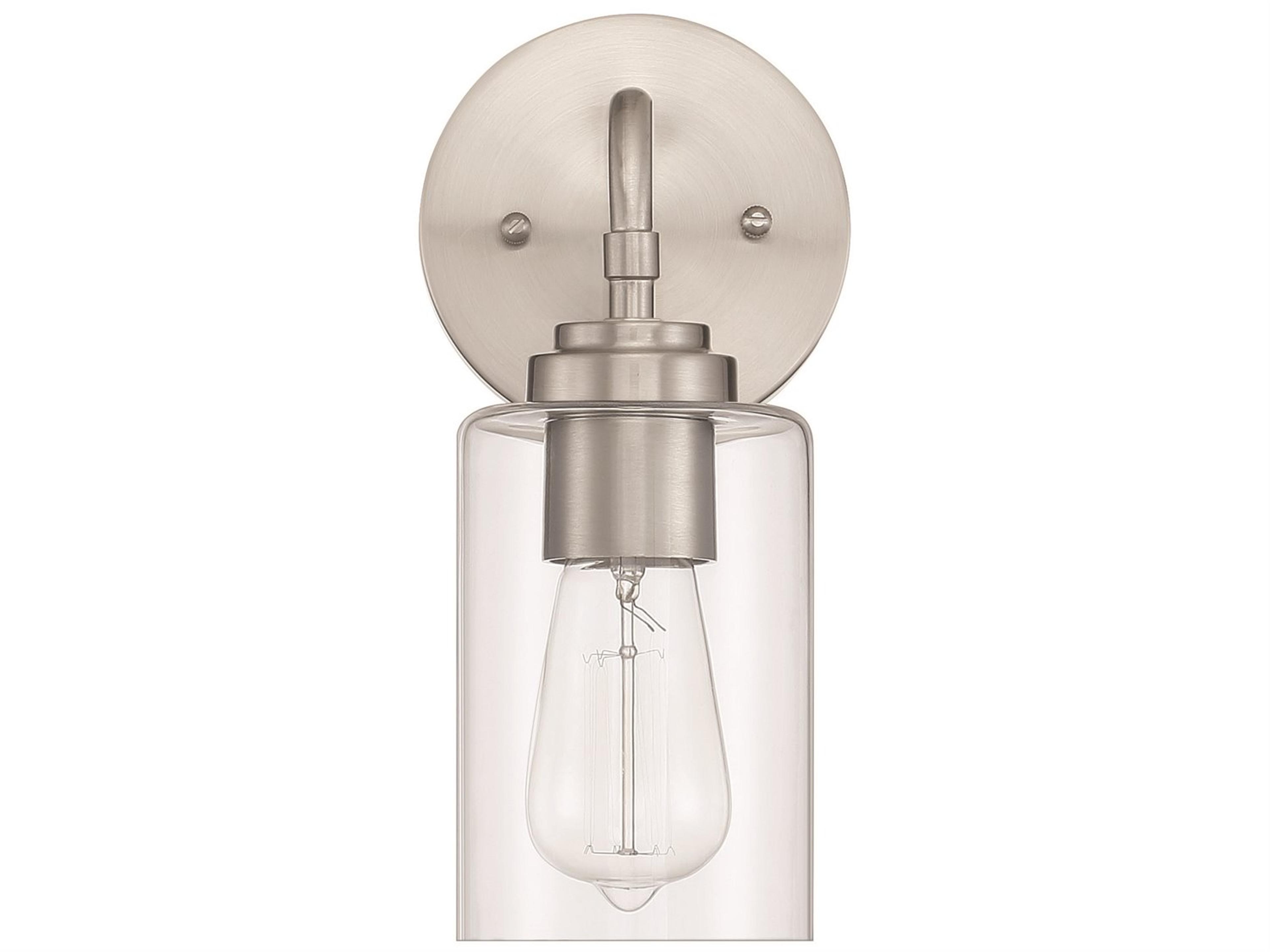 Craftmade Stowe 1-Light Brushed Polished Nickel Glass Vanity Light