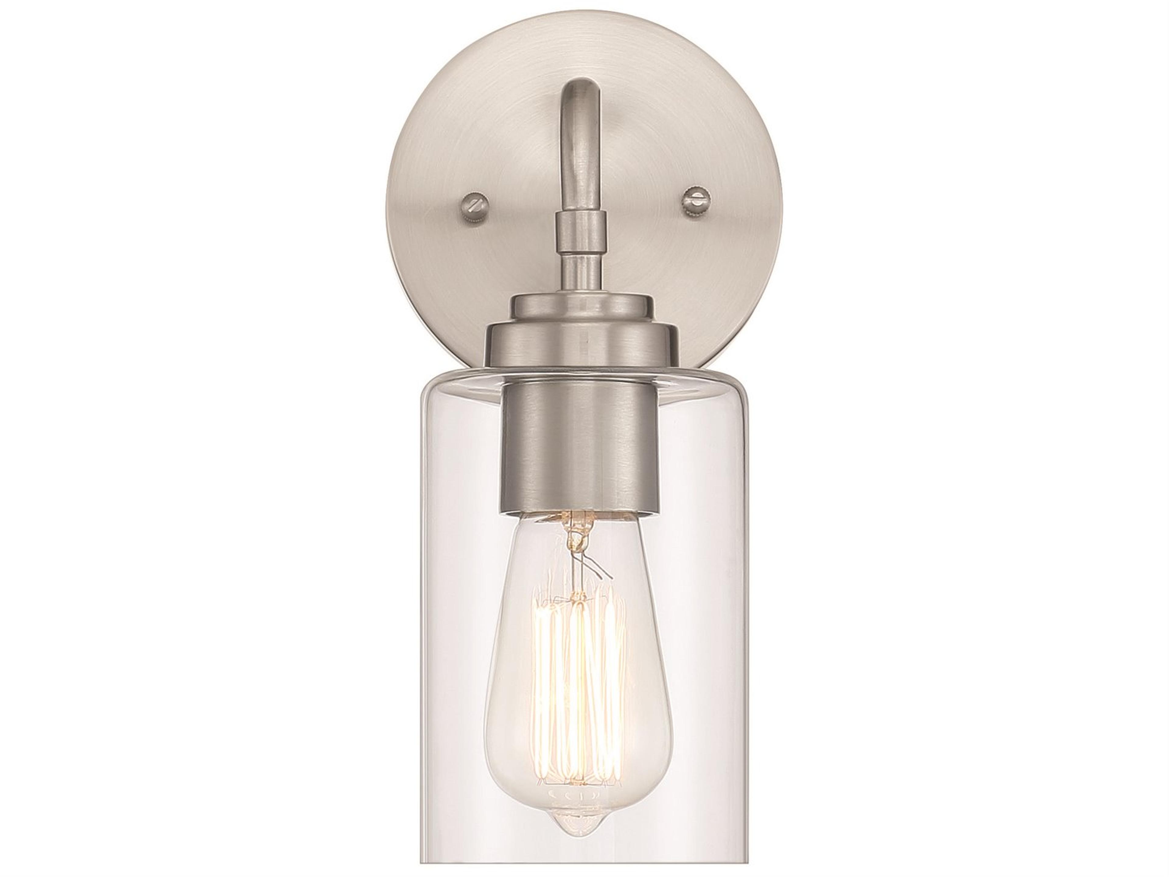 Craftmade Stowe 1-Light Brushed Polished Nickel Glass Vanity Light