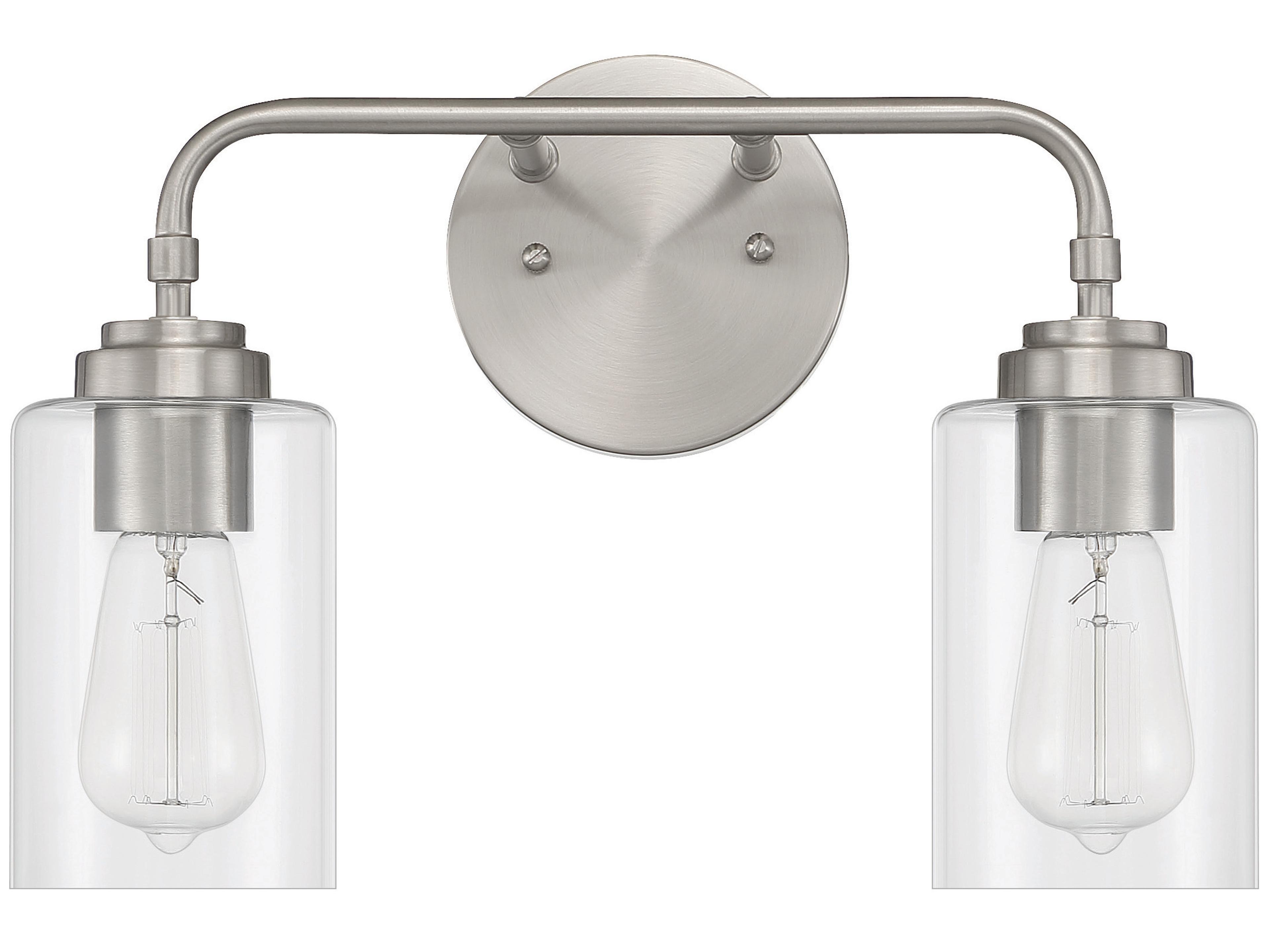 Craftmade Stowe 2-Light Brushed Polished Nickel Glass Vanity Light