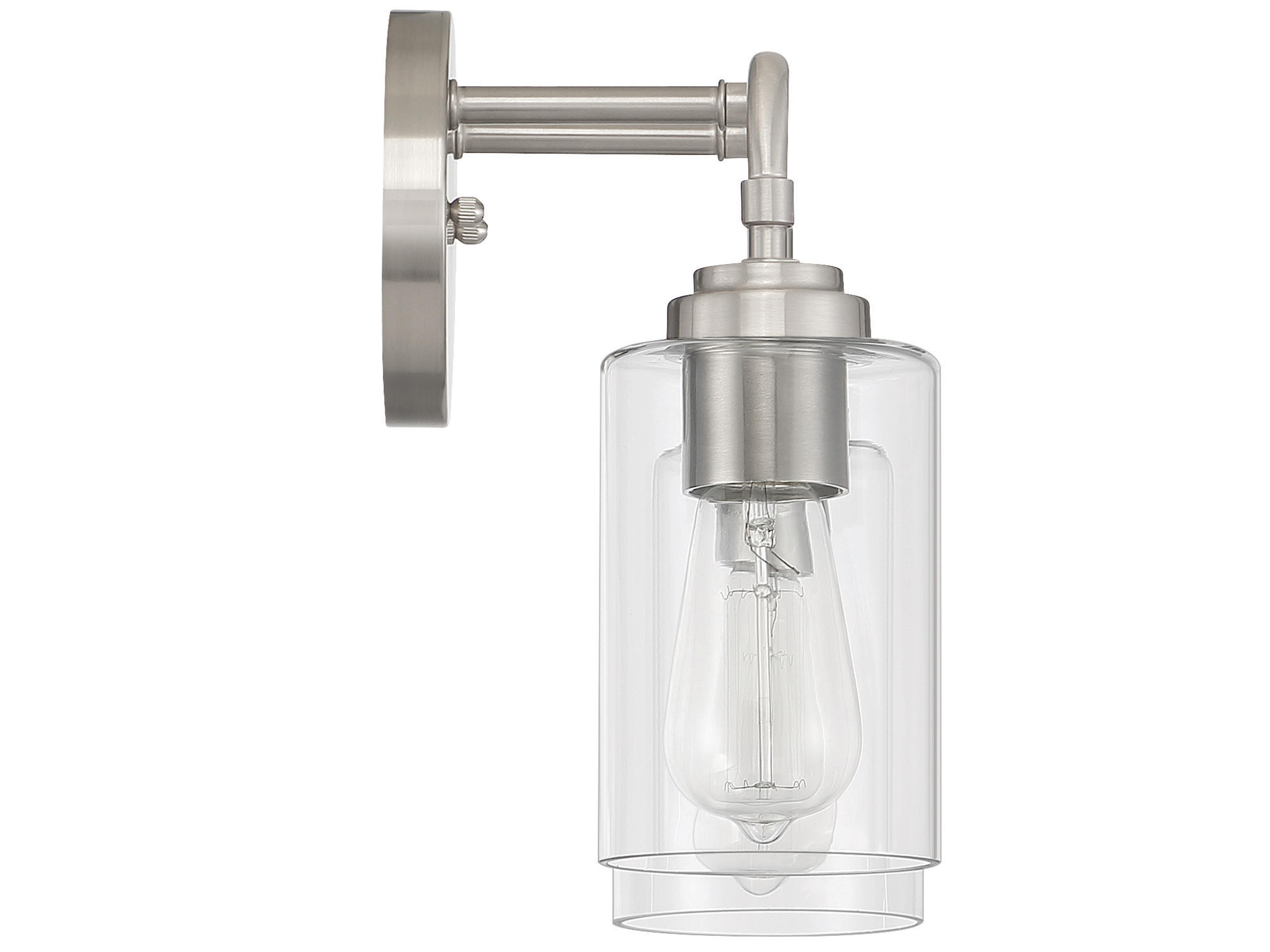 Craftmade Stowe 2-Light Brushed Polished Nickel Glass Vanity Light