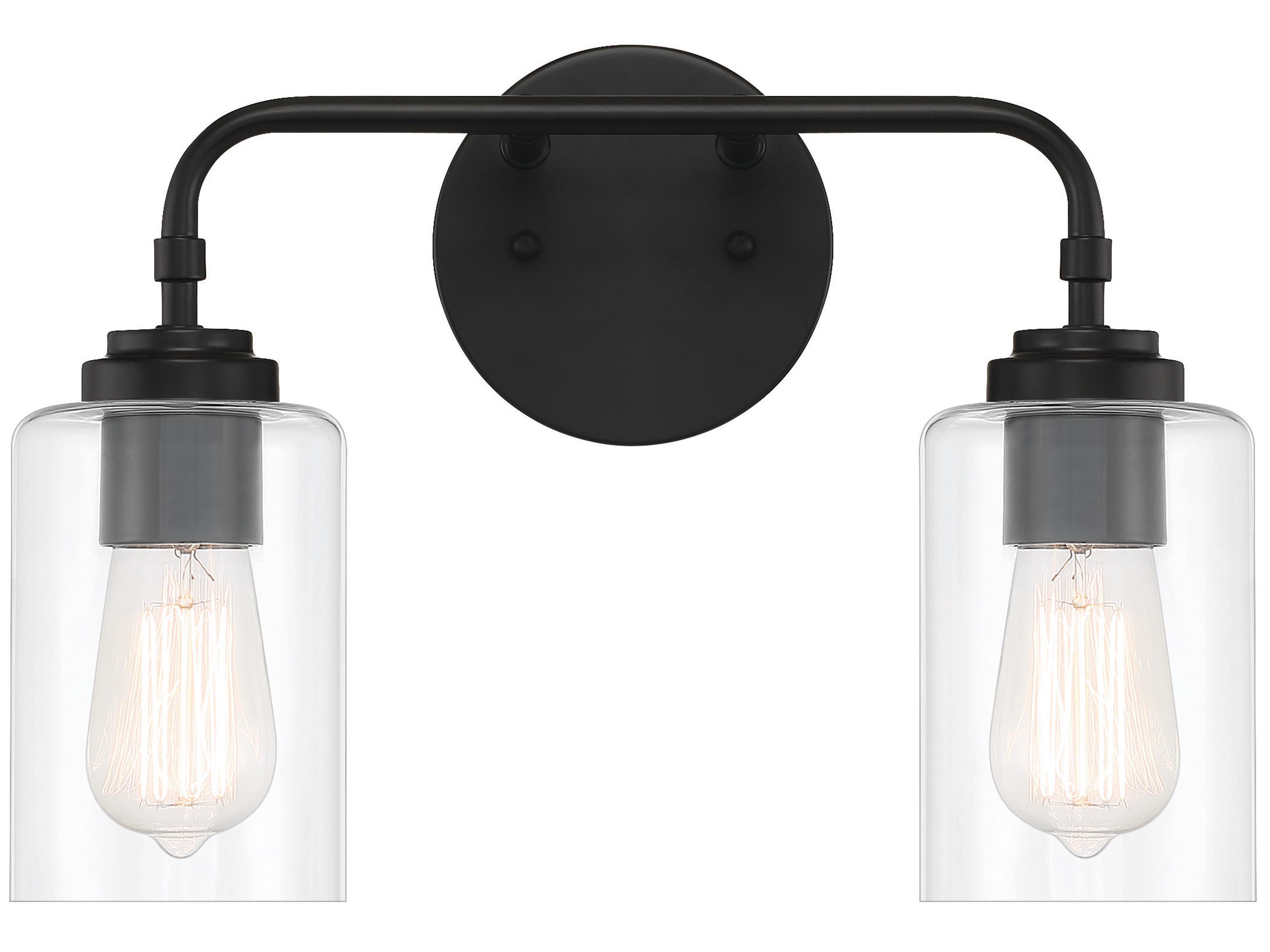 Craftmade Stowe 2-Light Flat Black Glass Vanity Light