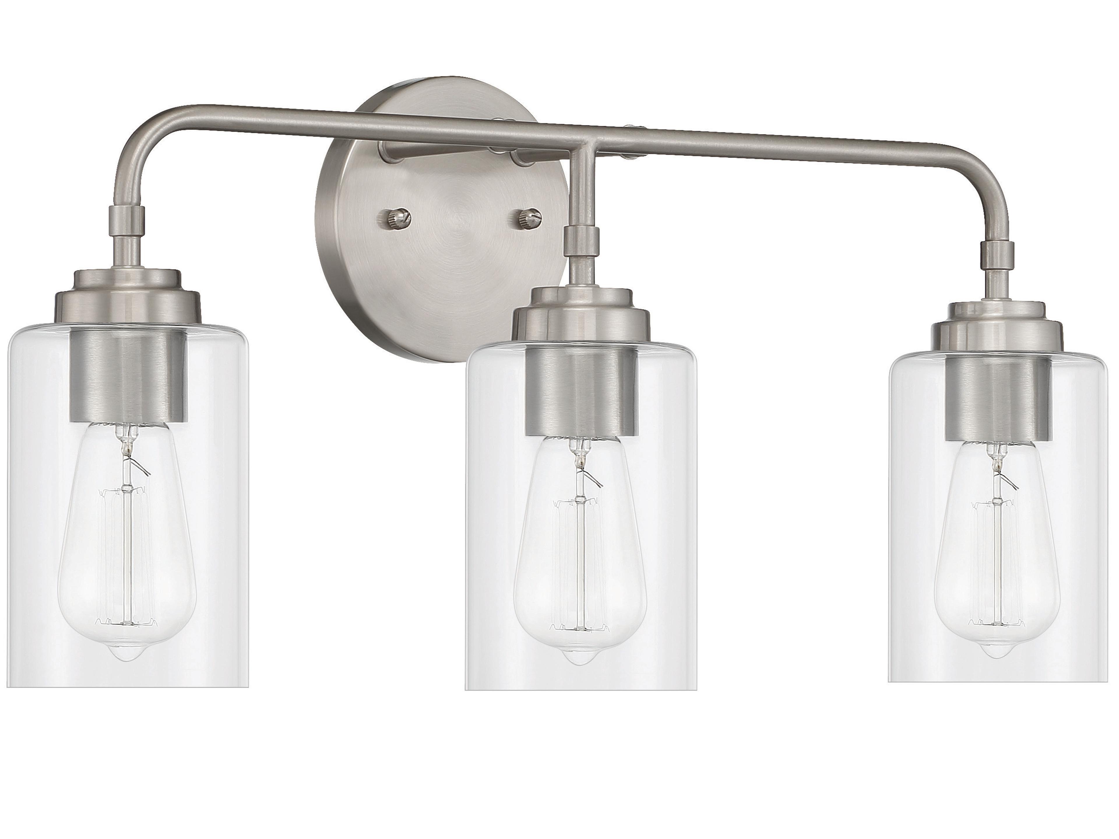 Stowe 3-Light Brushed Polished Nickel Glass Vanity Light