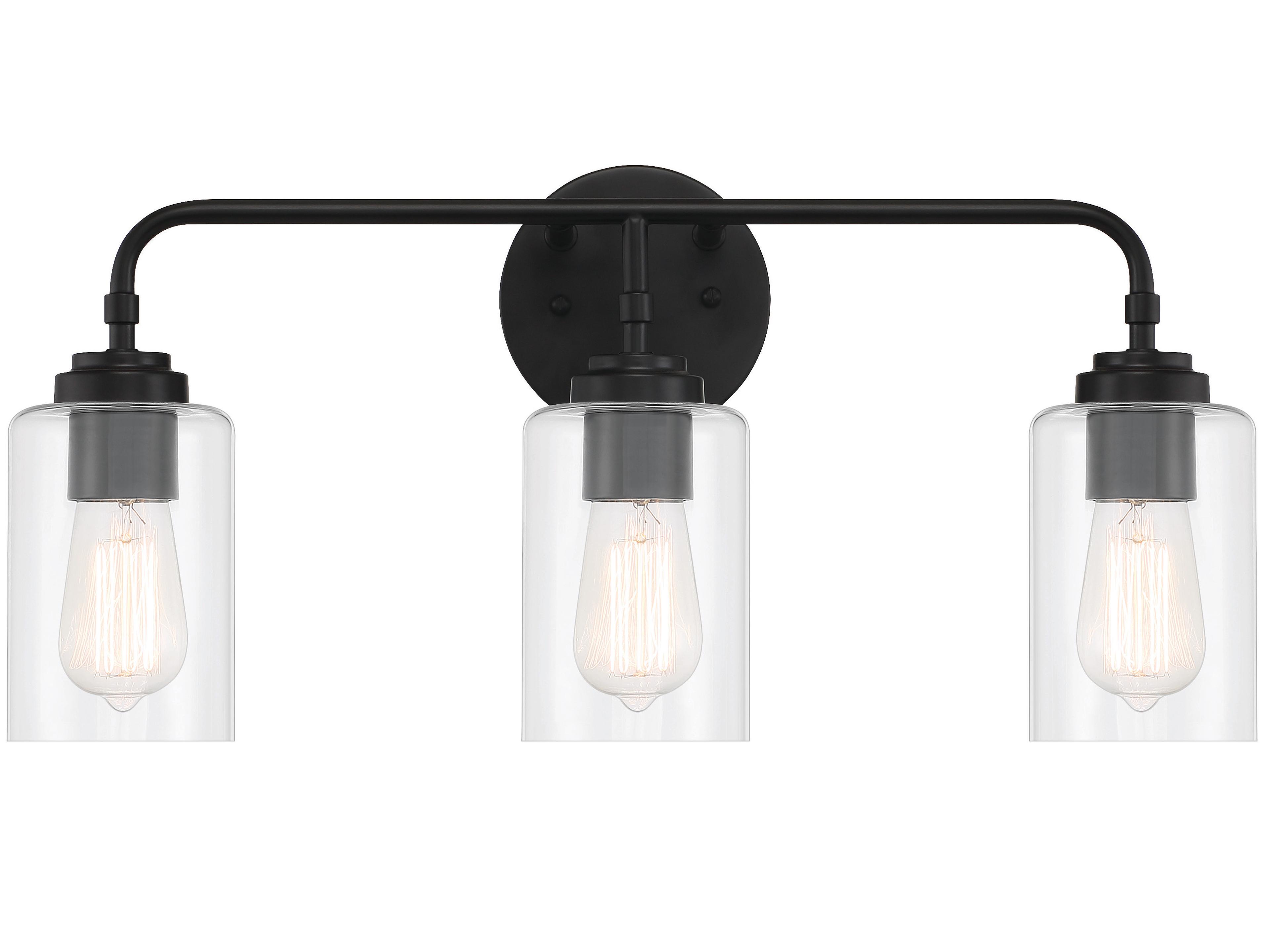 Craftmade Stowe 3-Light Flat Black Glass Vanity Light